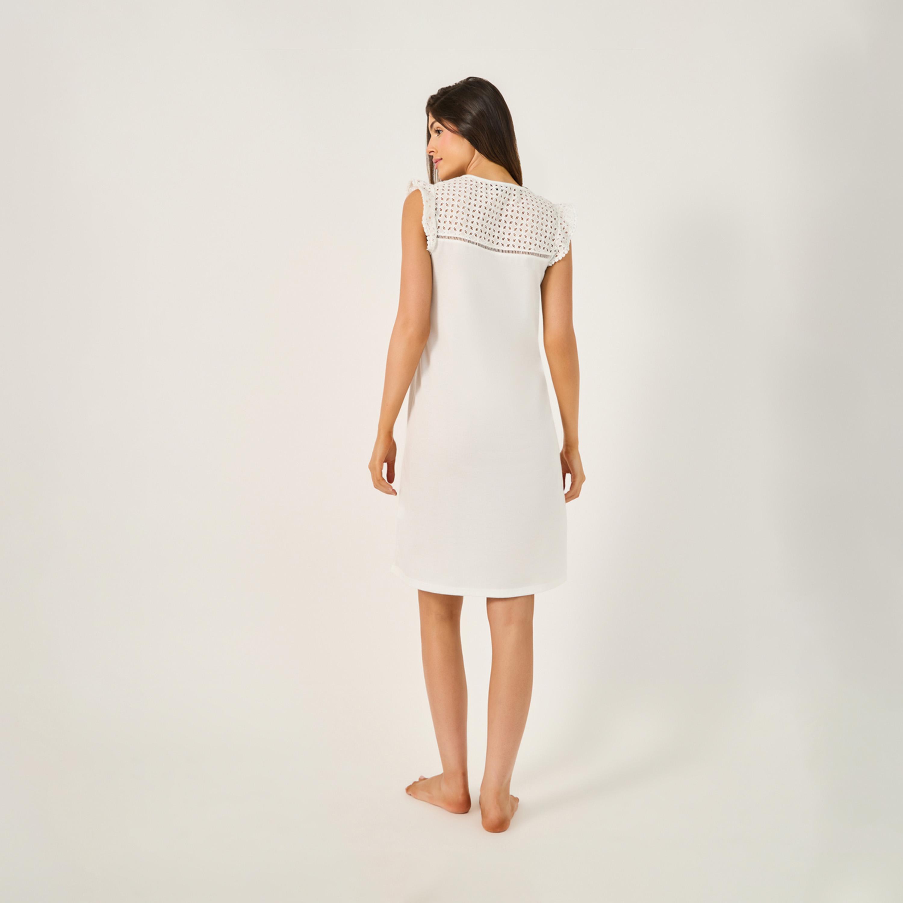 ستايلي - فستان نوم شيفلي مزين بكرات صوفية-women-clothing-nightwear-nighties-image-4