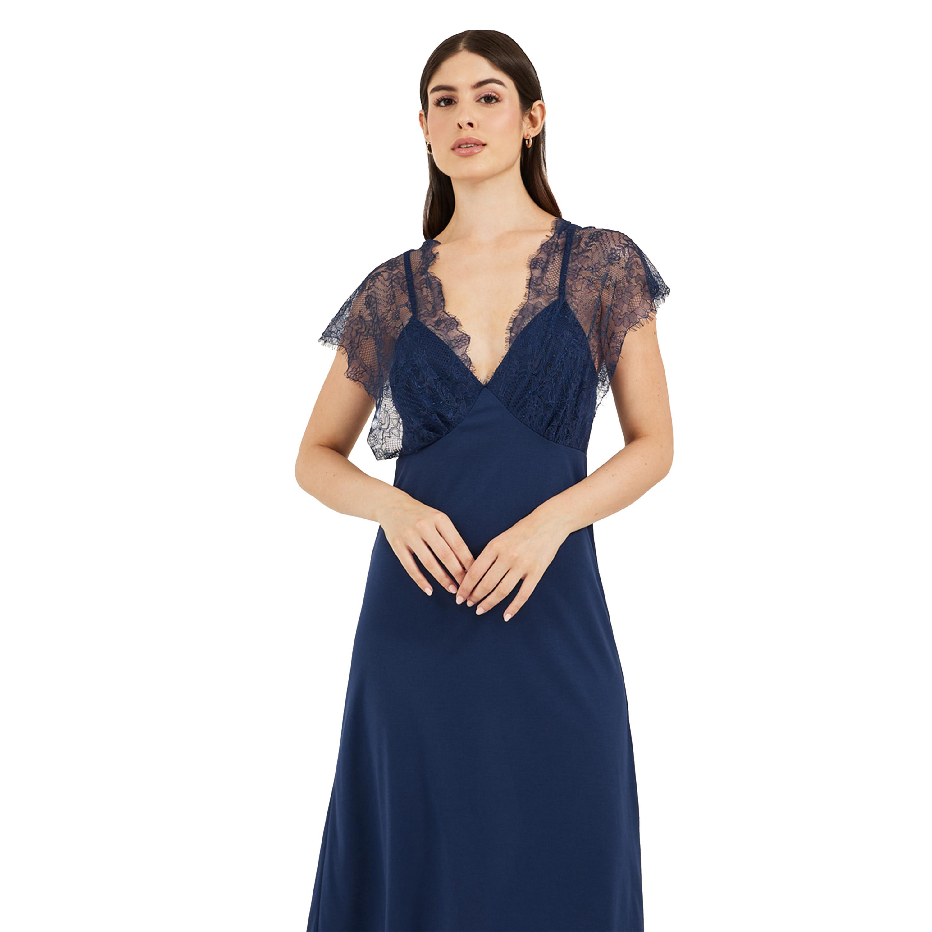 Styli Galloon Lace Trim Strap Overlay Nightdress-women-clothing-nightwear-nighties-image-2