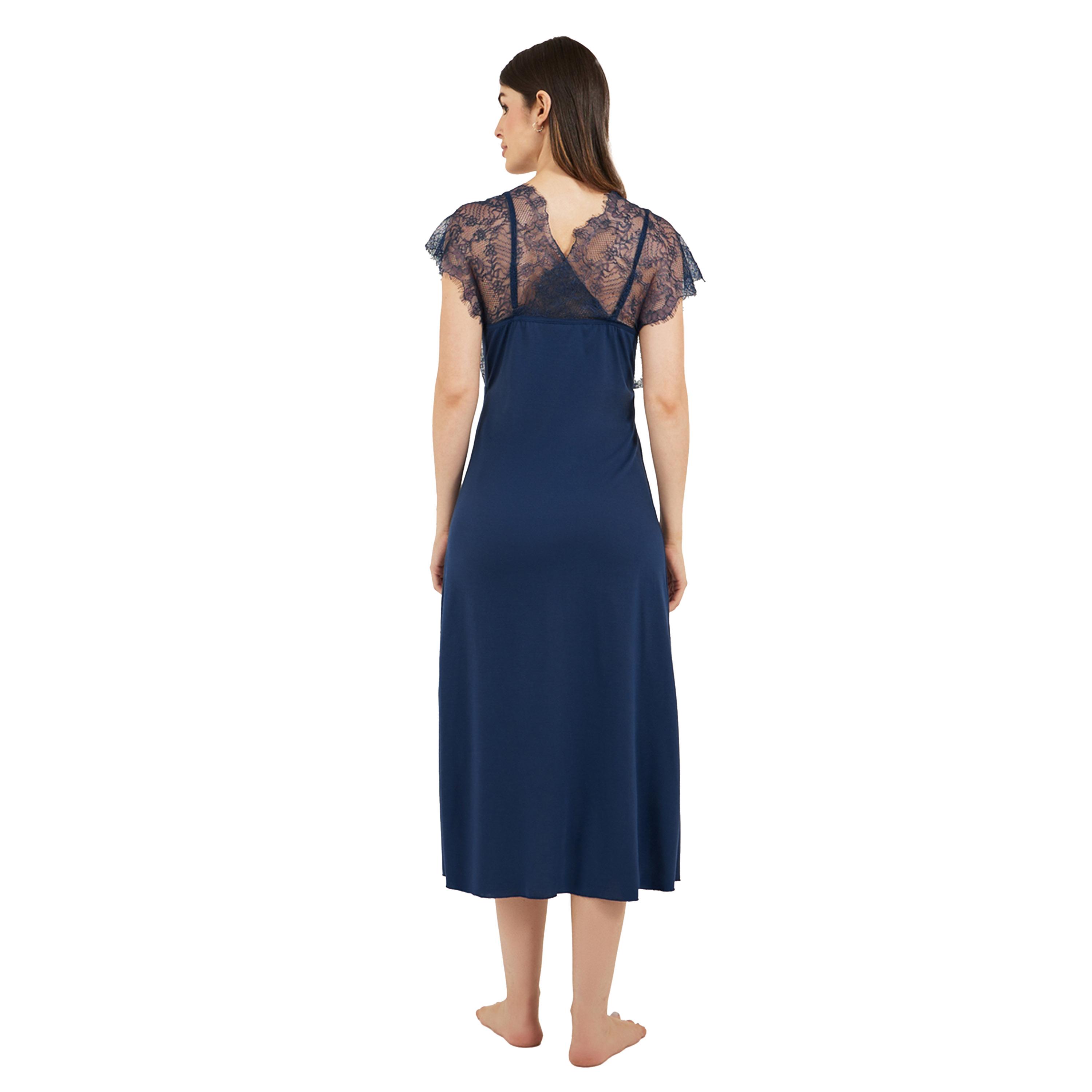 ستايلي - فستان نوم بحواف من الدانتيل وحزام-women-clothing-nightwear-nighties-image-4