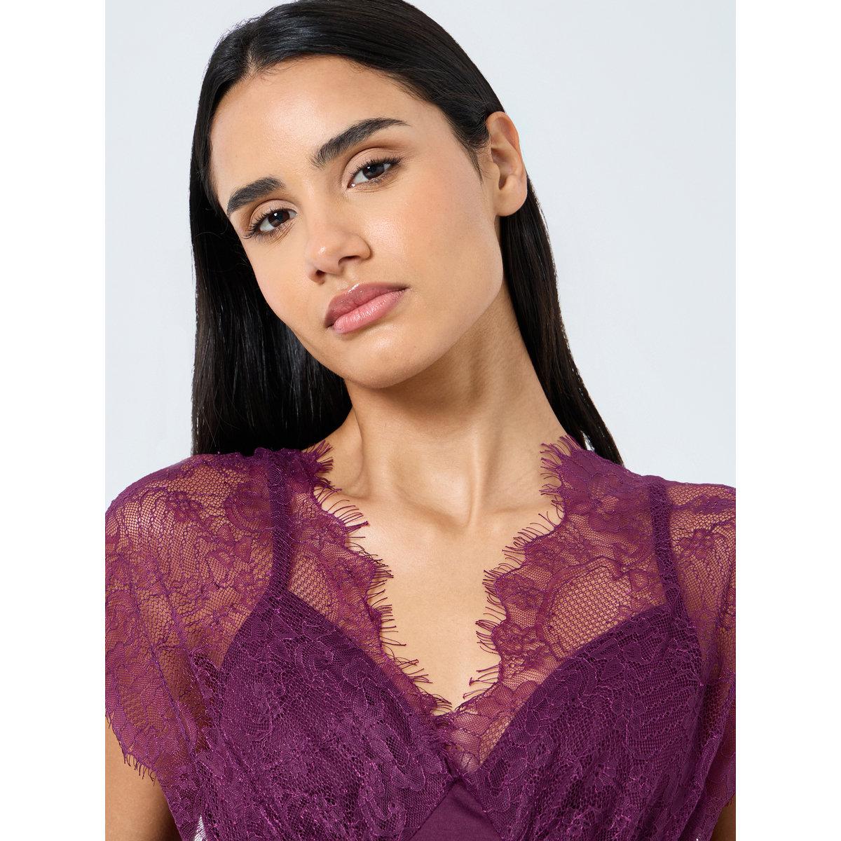 Styli Galloon Lace Trim Strap Overlay Nightdress-women-clothing-nightwear-nighties-image-3