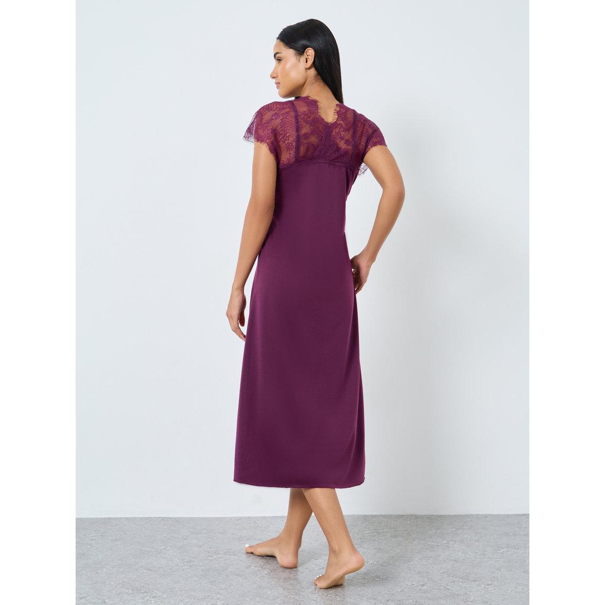Styli Galloon Lace Trim Strap Overlay Nightdress-women-clothing-nightwear-nighties-image-5