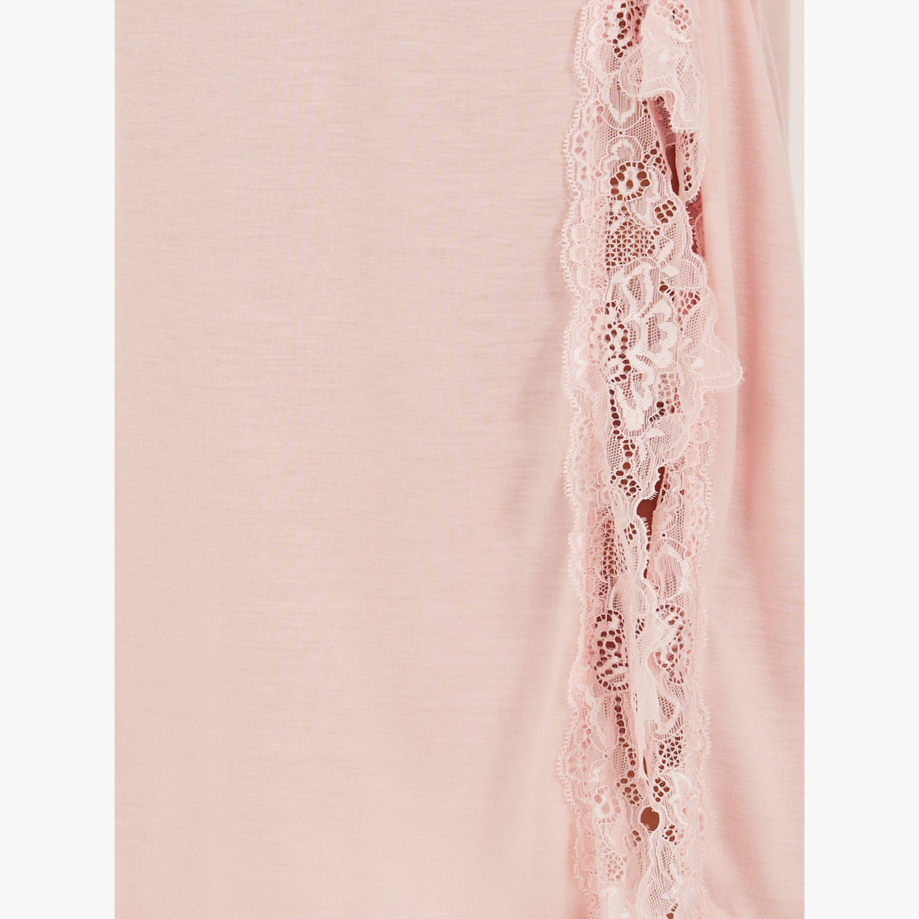 ستايلي - تي شيرت نوم بياقة دائرية وحواف متعرجة مزين بالدانتيل-women-clothing-nightwear-nighties-image-3