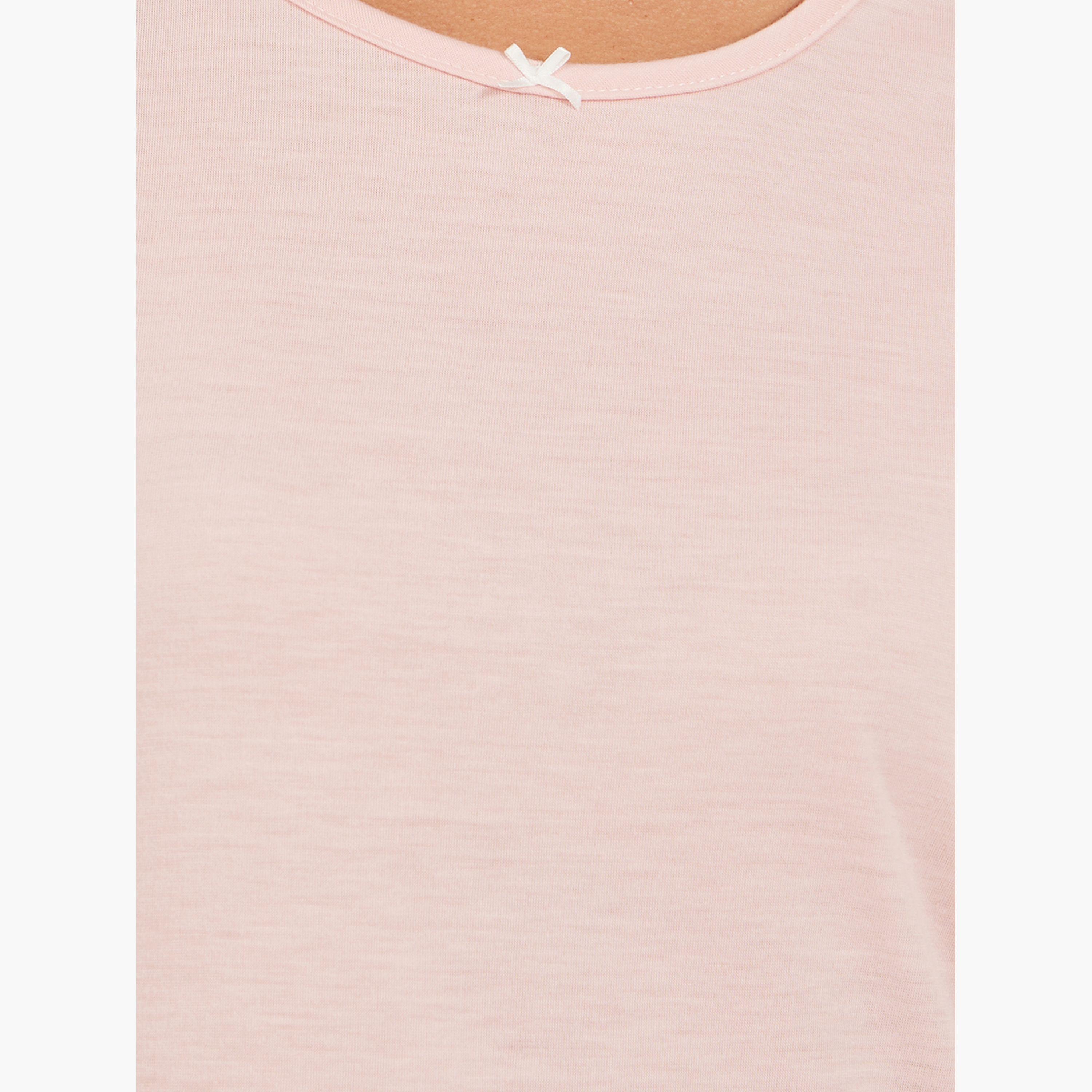ستايلي - تي شيرت نوم بياقة دائرية وحواف متعرجة مزين بالدانتيل-women-clothing-nightwear-nighties-image-4
