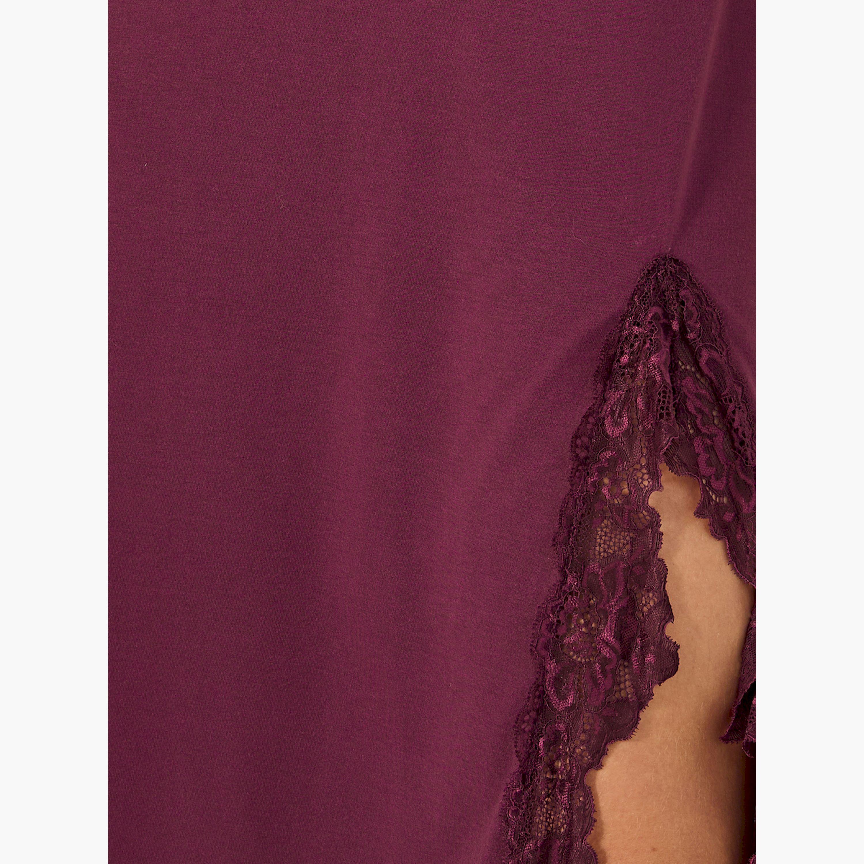 Styli Round Neck Lace Insert Front Slit Sleep T-Shirt-women-clothing-nightwear-nighties-image-3
