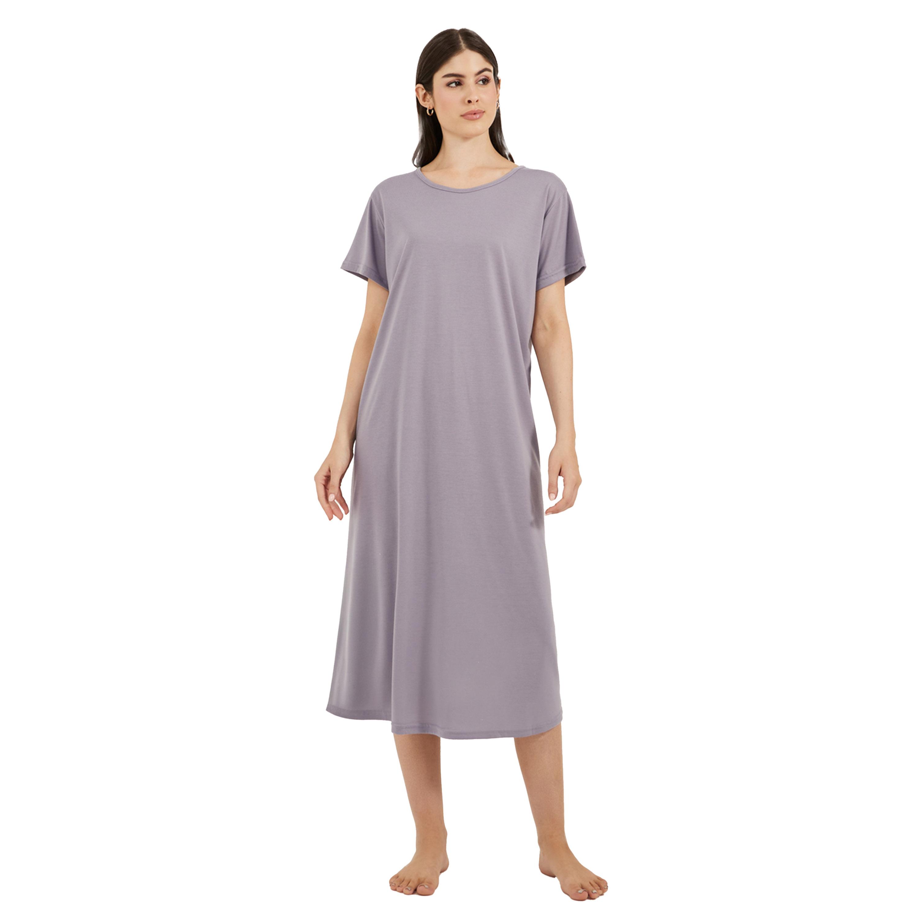 Styli Solid Crossover Back Detail Sleep T-Shirt-women-clothing-nightwear-nighties-image-1