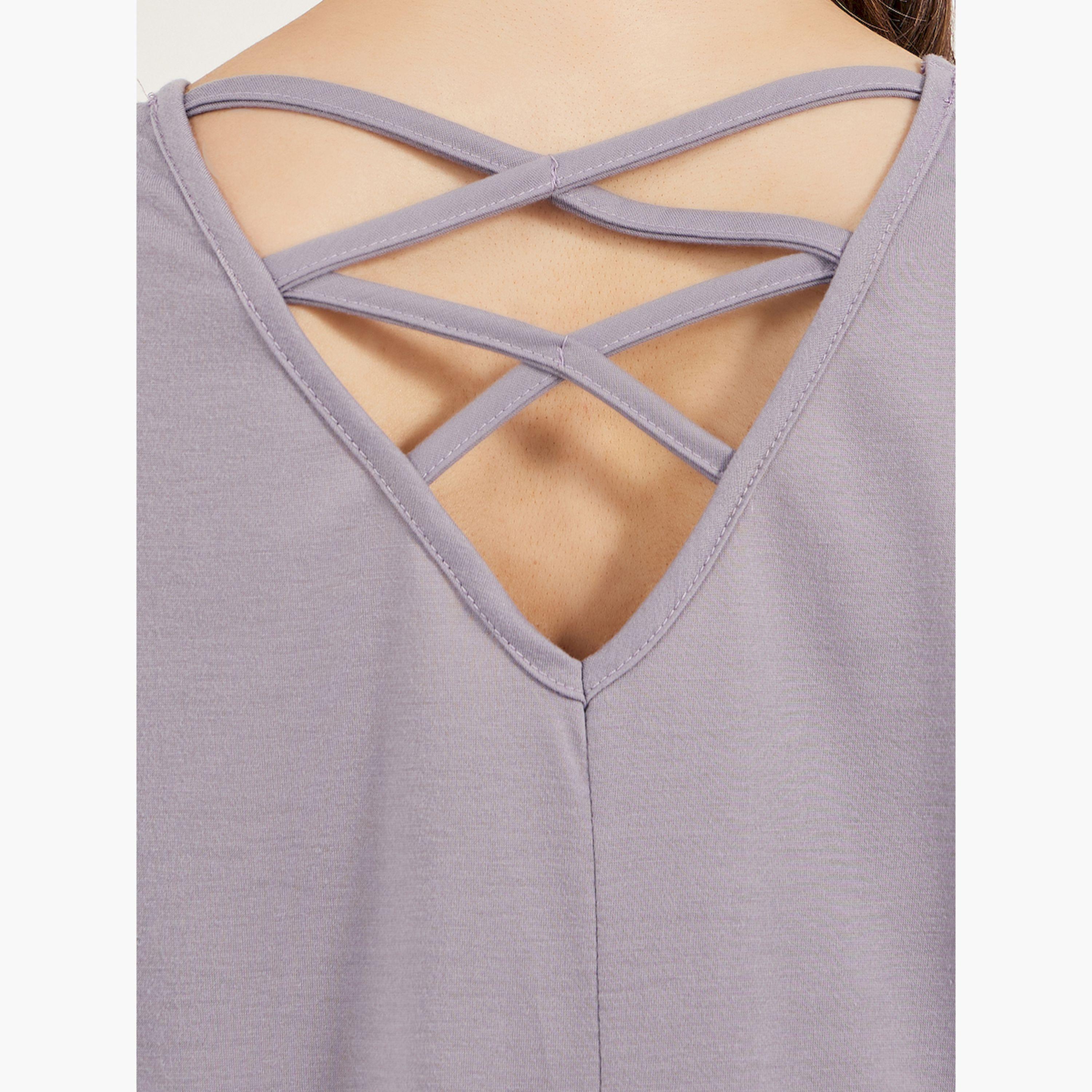 Styli Solid Crossover Back Detail Sleep T-Shirt-women-clothing-nightwear-nighties-image-3