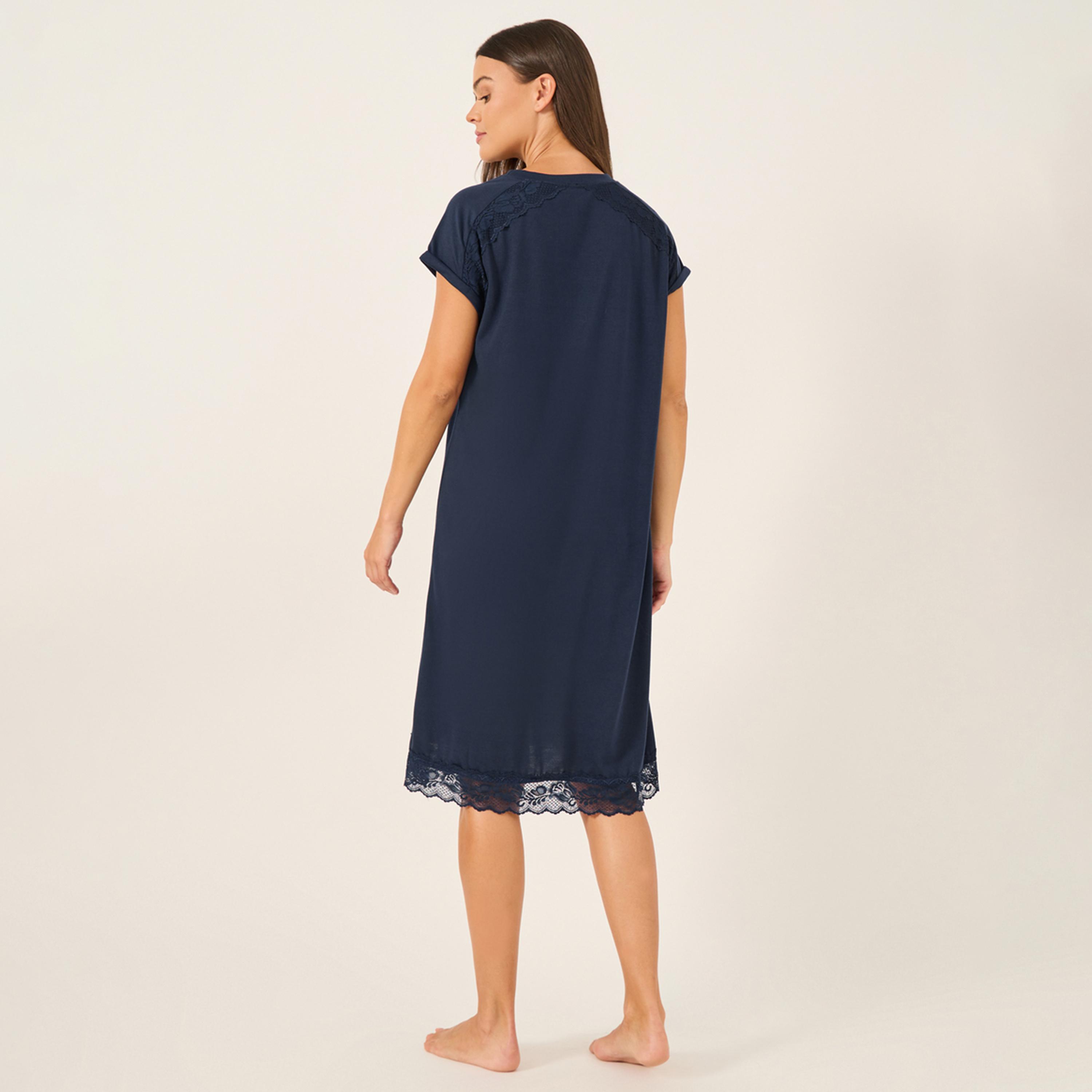 Styli Multi Lace Trim Short Sleeve Nightdress-women-clothing-nightwear-nighties-image-4