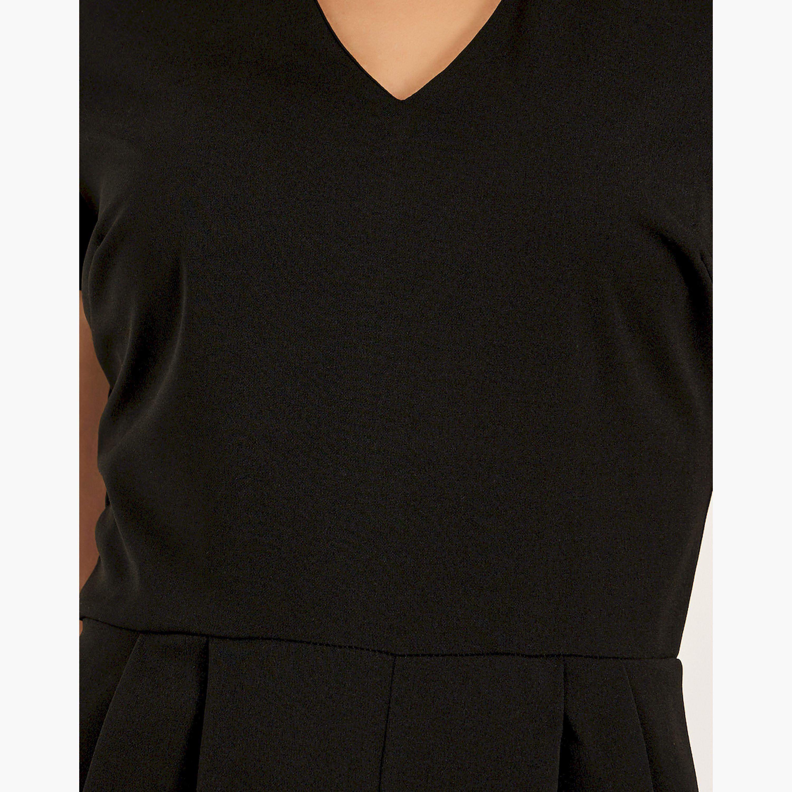 ستايلي - جمبسوت سادة بفتحة رقبة على شكل حرف V وساق واسعة-women-clothing-jumpsuits-image-4