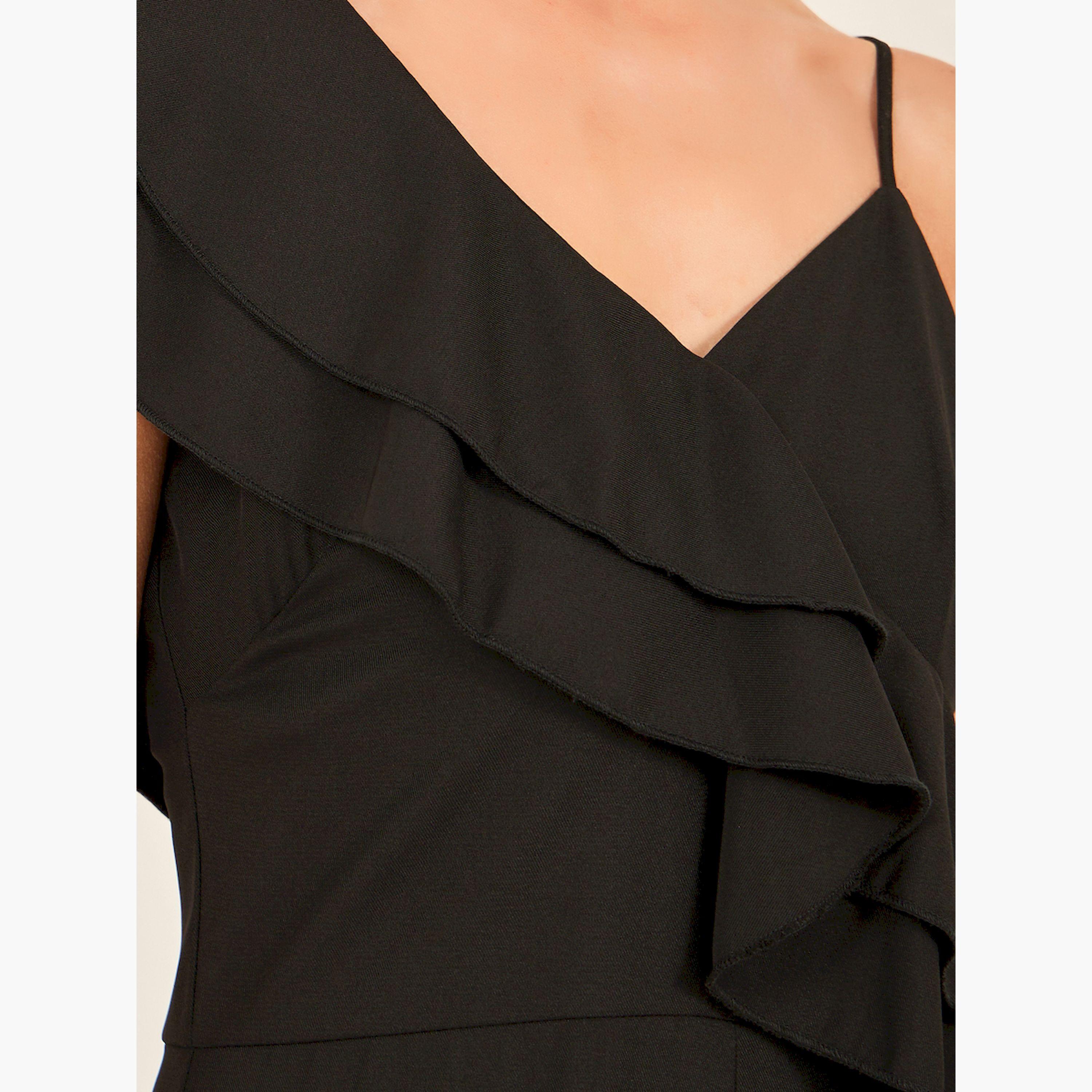 ستايلي - جمبسوت واسع الساق مع تفاصيل كشكشة-women-clothing-jumpsuits-image-3