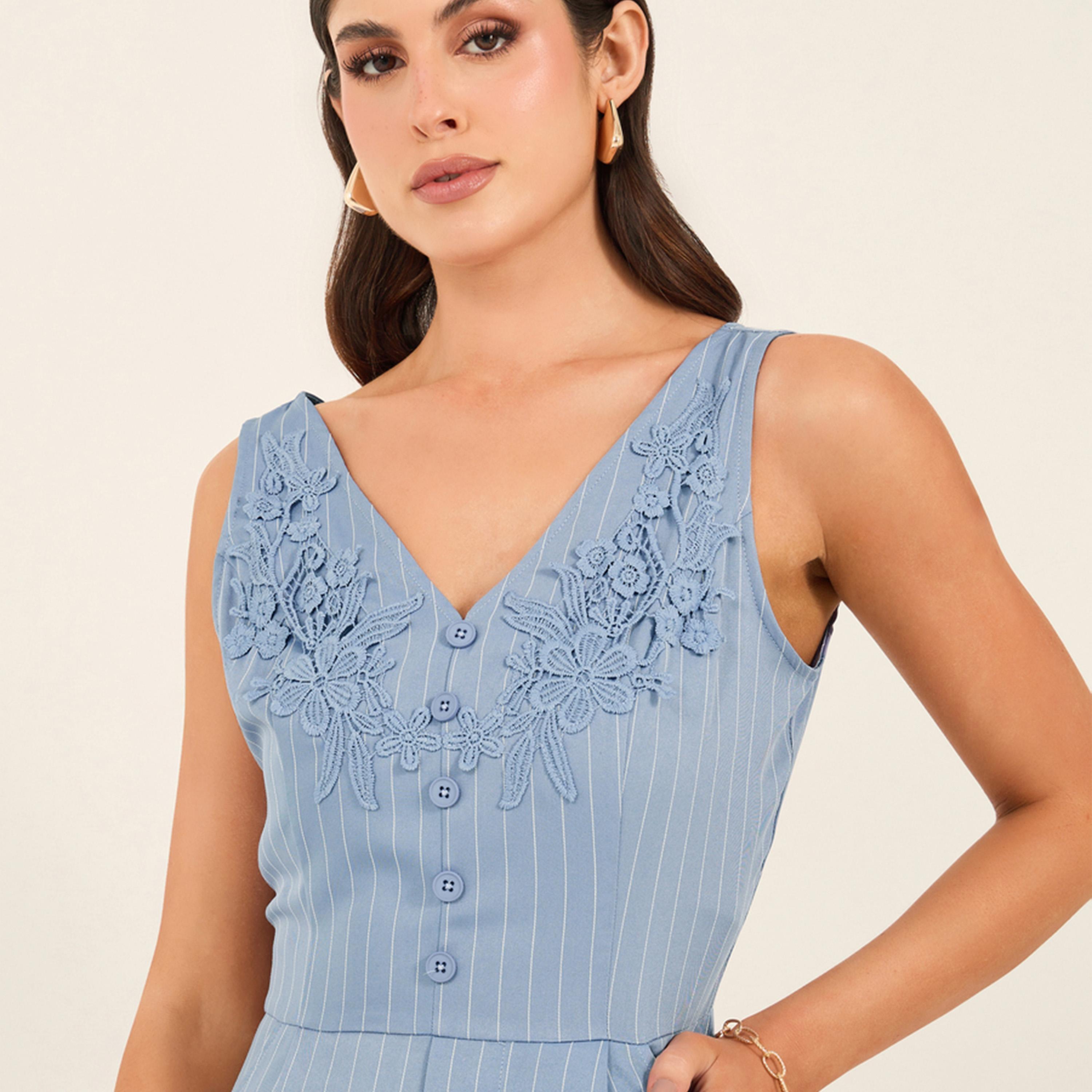 ستايلي - جمبسوت مخطط واسع الساق بدون أكمام-women-clothing-jumpsuits-image-4