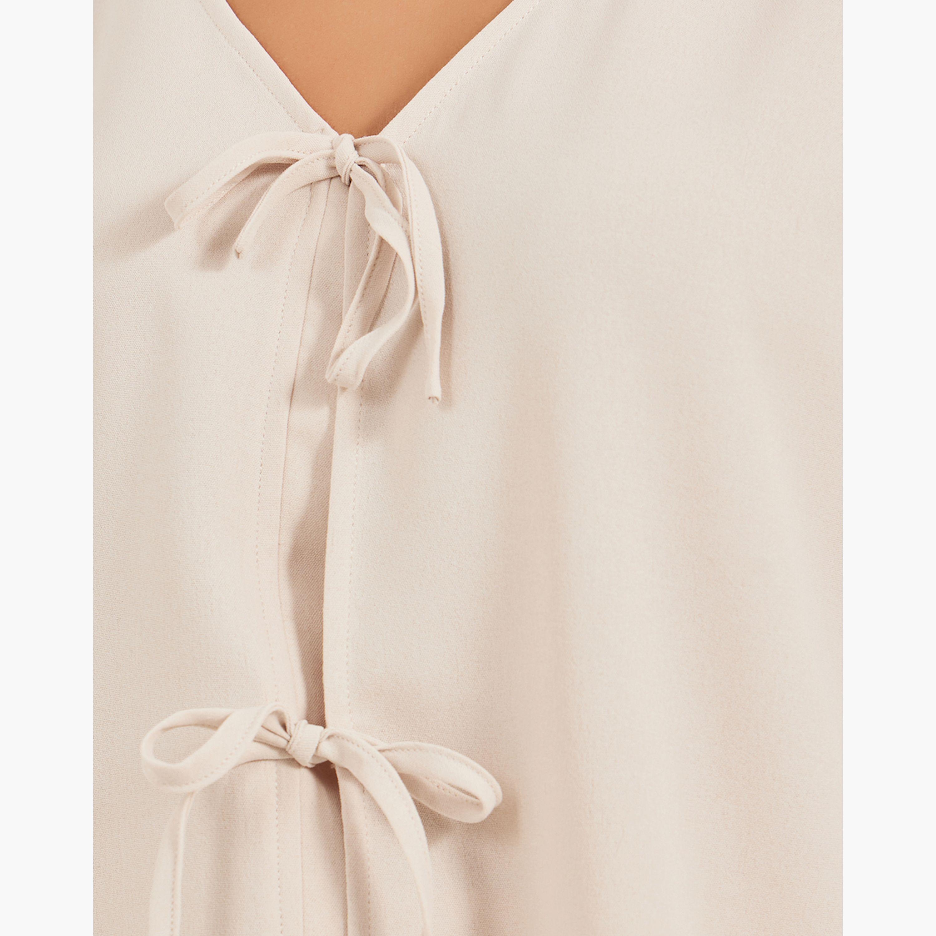 Take Two Solid V Neck Tie Front Top-women-clothing-shirtsandblouses-blouses-image-3