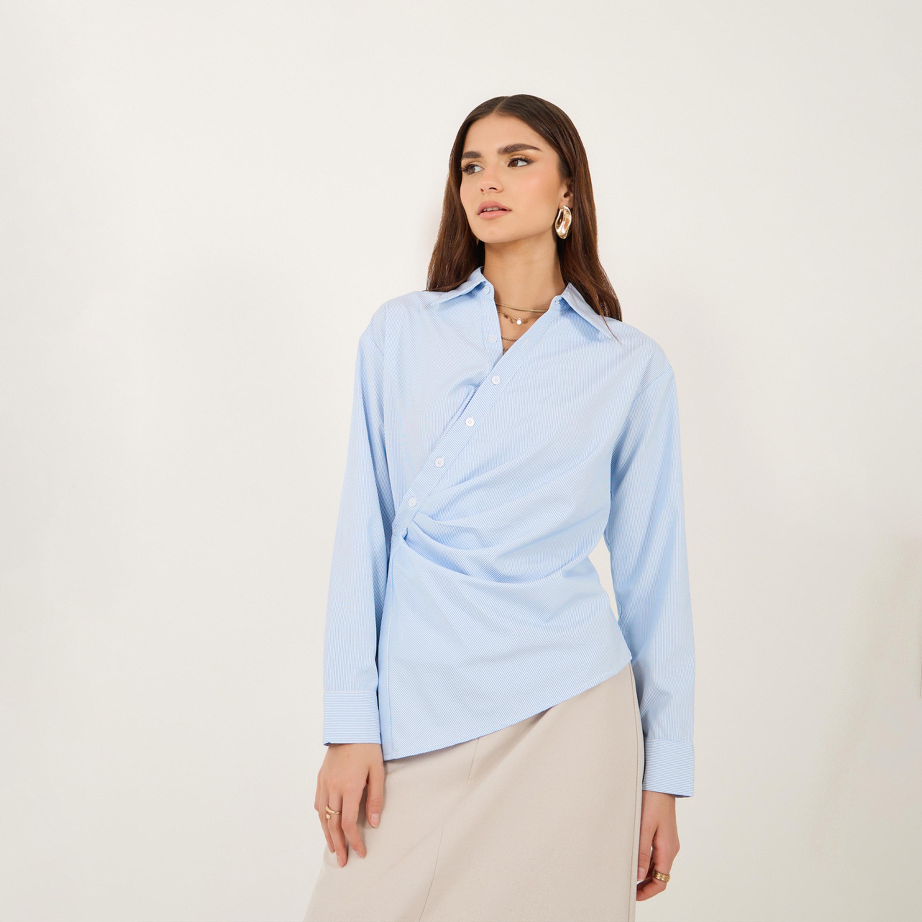 Take Two Solid Wrap Collared Regular Fit Shirt-women-clothing-shirtsandblouses-shirts-image-1