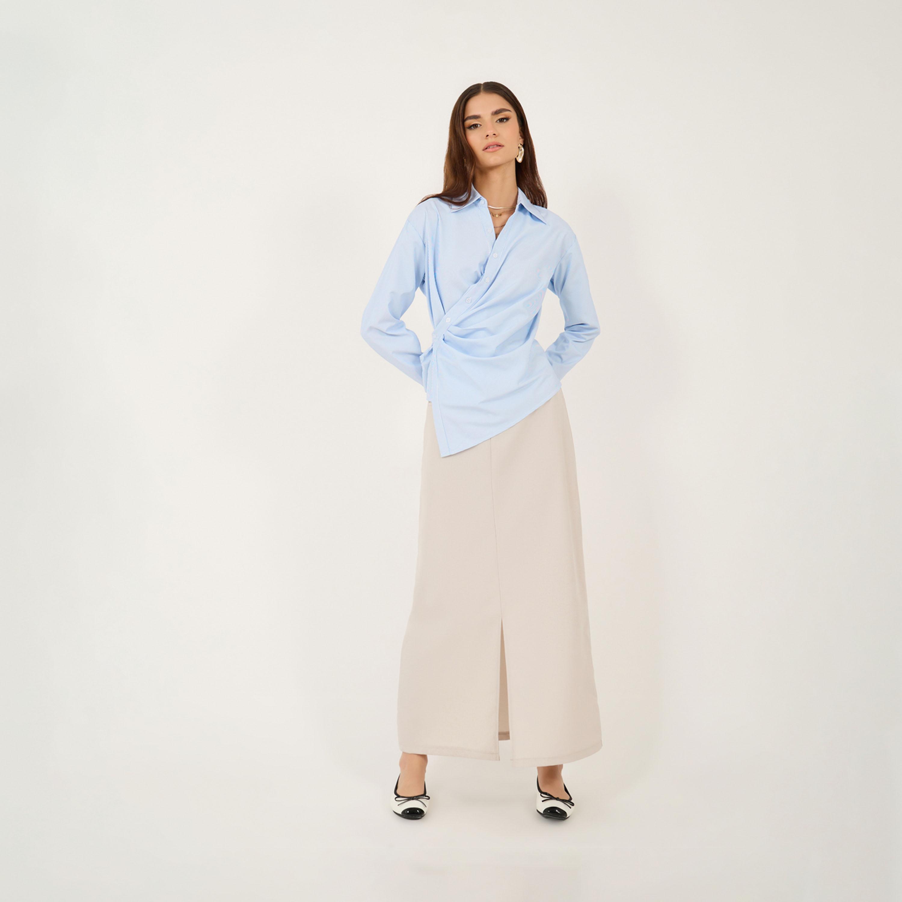 Take Two Solid Wrap Collared Regular Fit Shirt-women-clothing-shirtsandblouses-shirts-image-2
