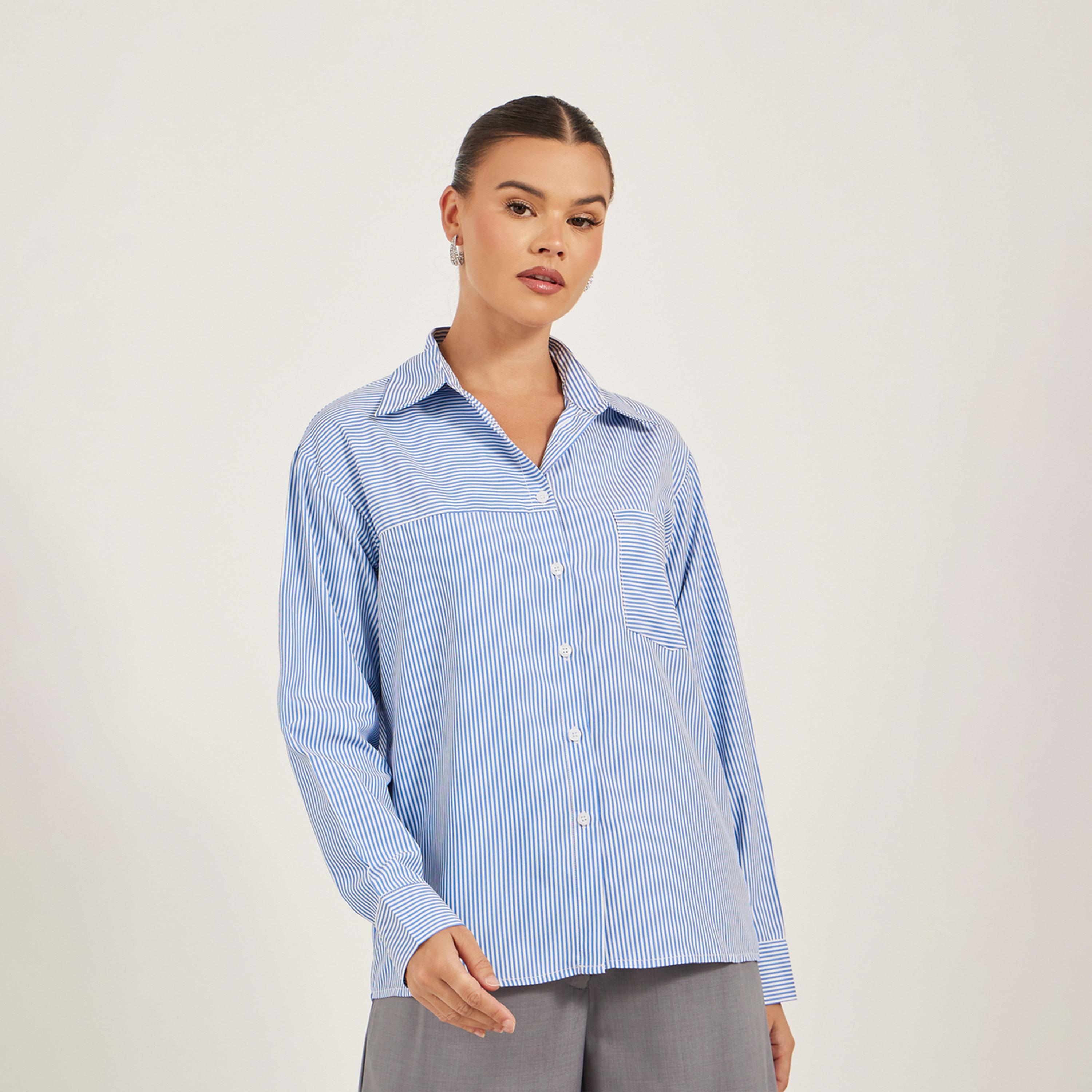 Take Two Striped Pocket Detail Regular Fit Shirt-women-clothing-shirtsandblouses-shirts-image-4