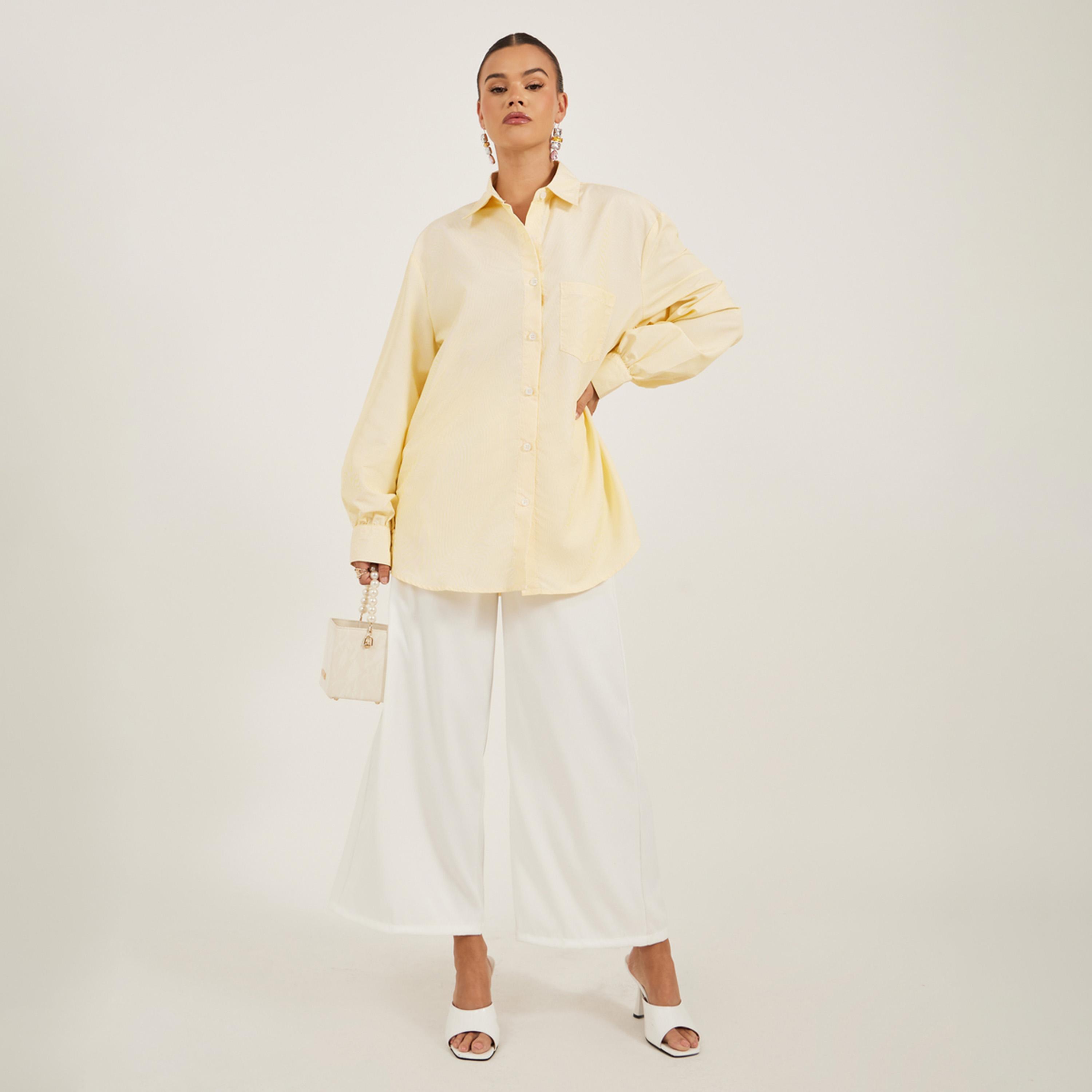 بلوزة فضفاضة سادة بأكمام طويلة-women-clothing-shirtsandblouses-shirts-image-2