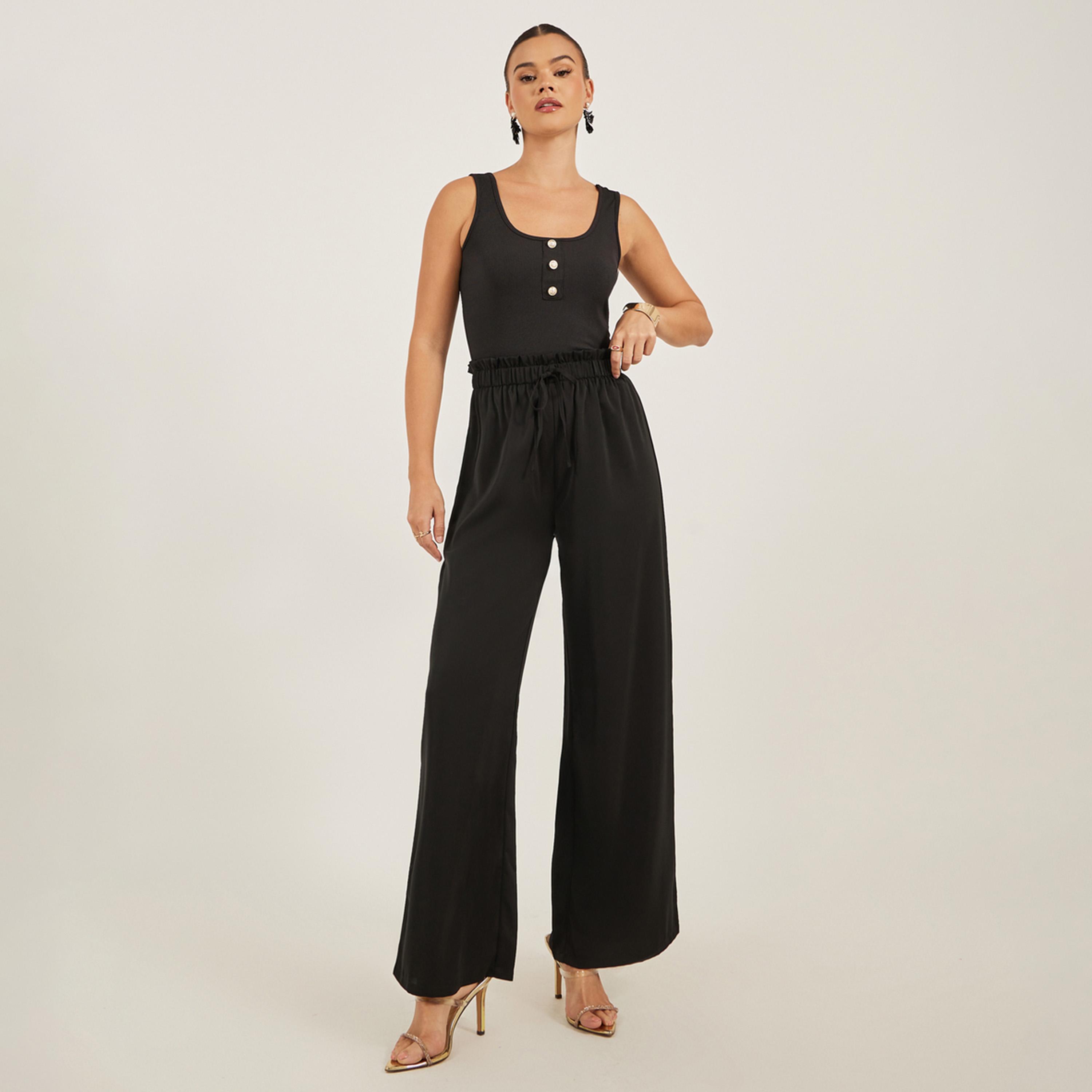 Take Two Solid Straight Leg Culotte Pants with Elastic Waistband-women-clothing-bottoms-trousers-image-1