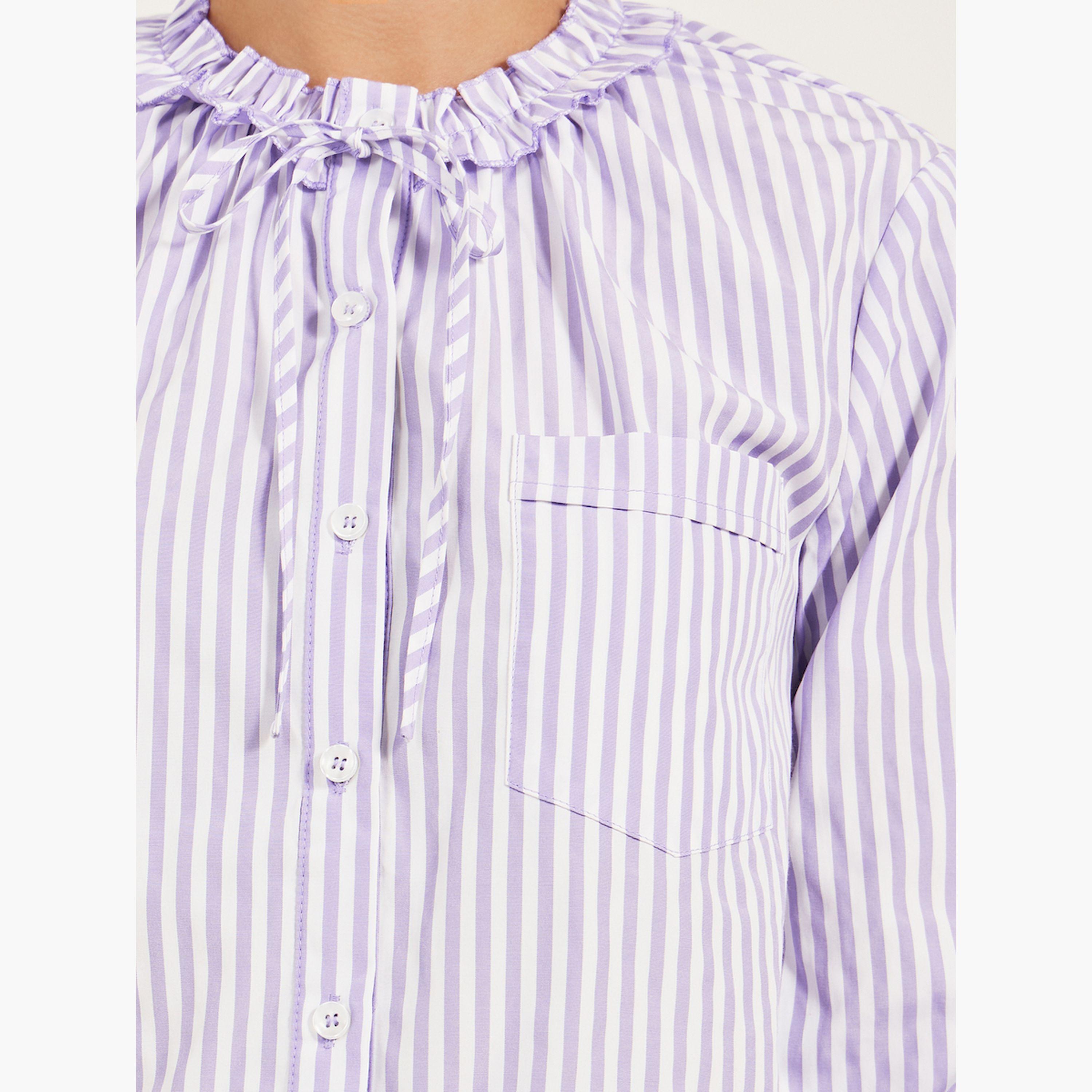 Take Two Striped Ruffled Neck Regular Fit Shirt-women-clothing-shirtsandblouses-shirts-image-4