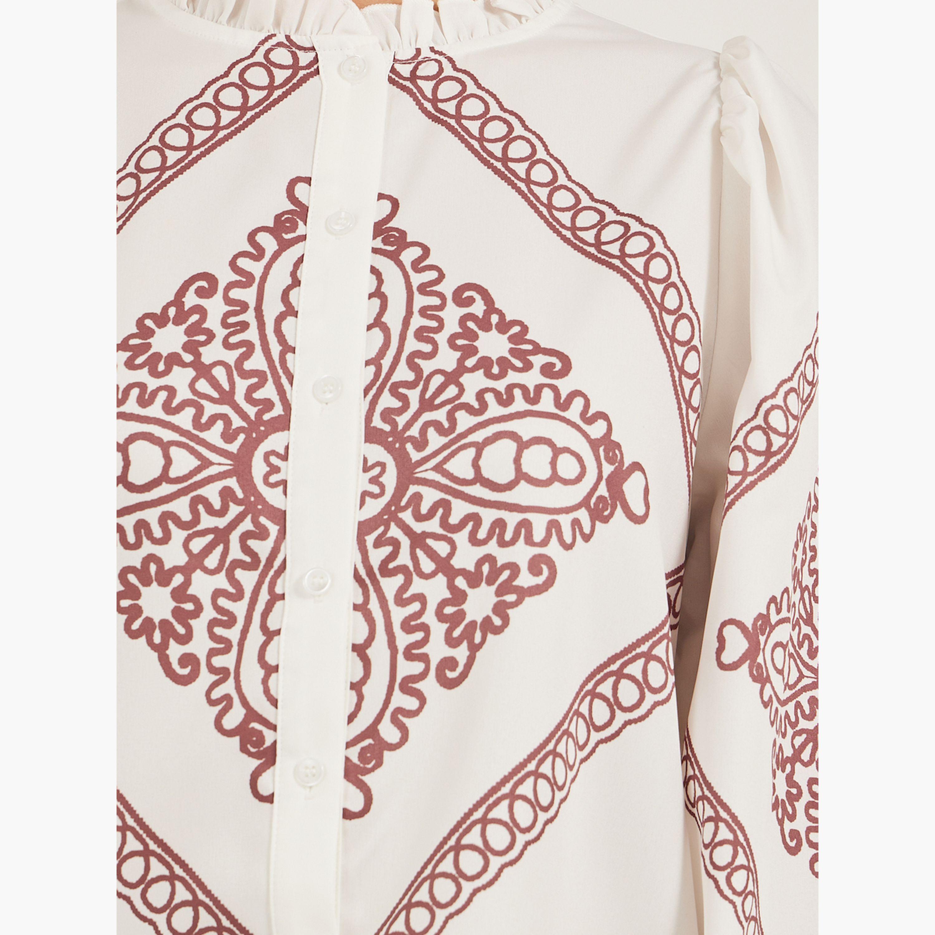 Take Two Printed Ruffled High Neck Loose Fit Shirt-women-clothing-shirtsandblouses-shirts-image-5