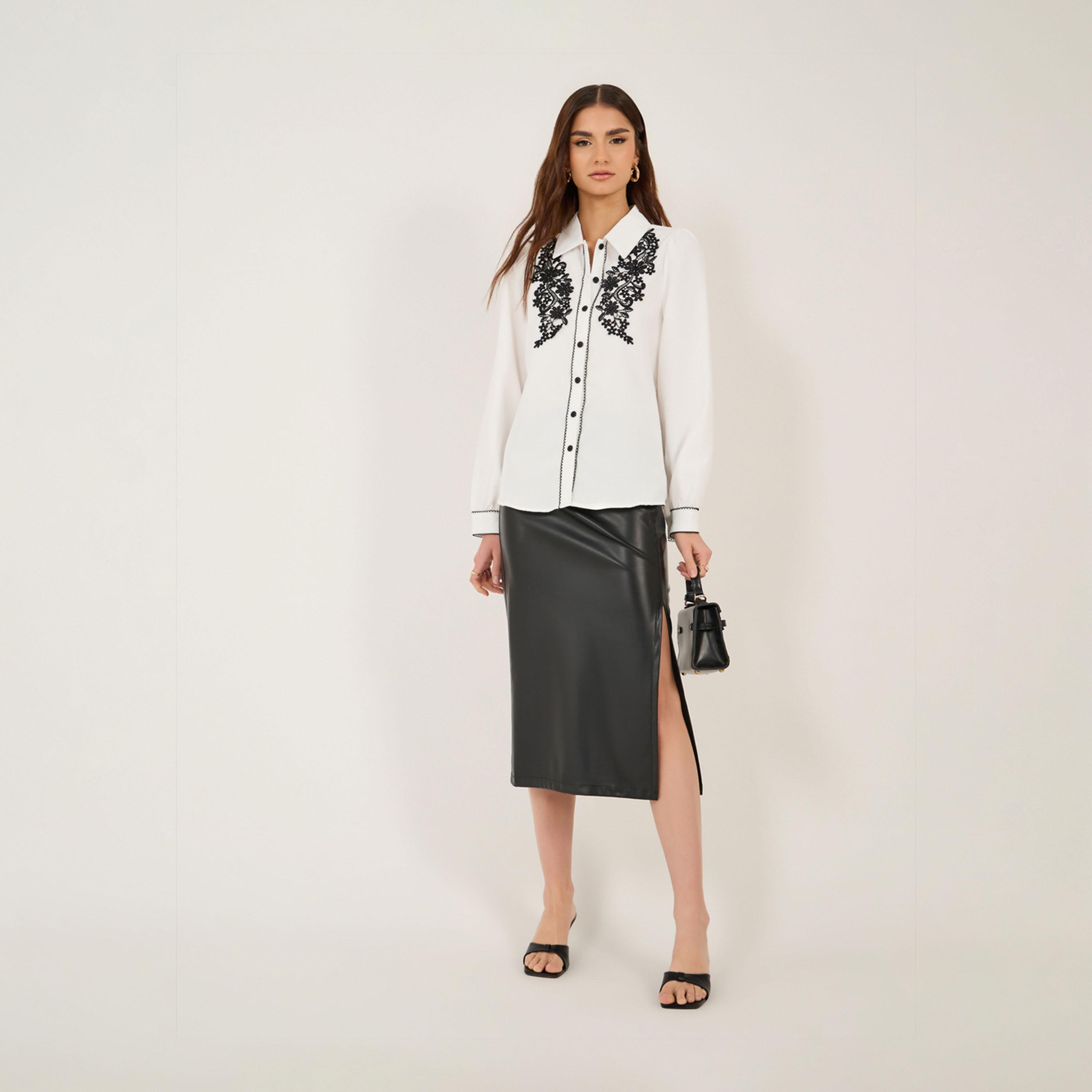 Take Two Regular Fit Lace Insert Collared Shirt-women-clothing-shirtsandblouses-shirts-image-2