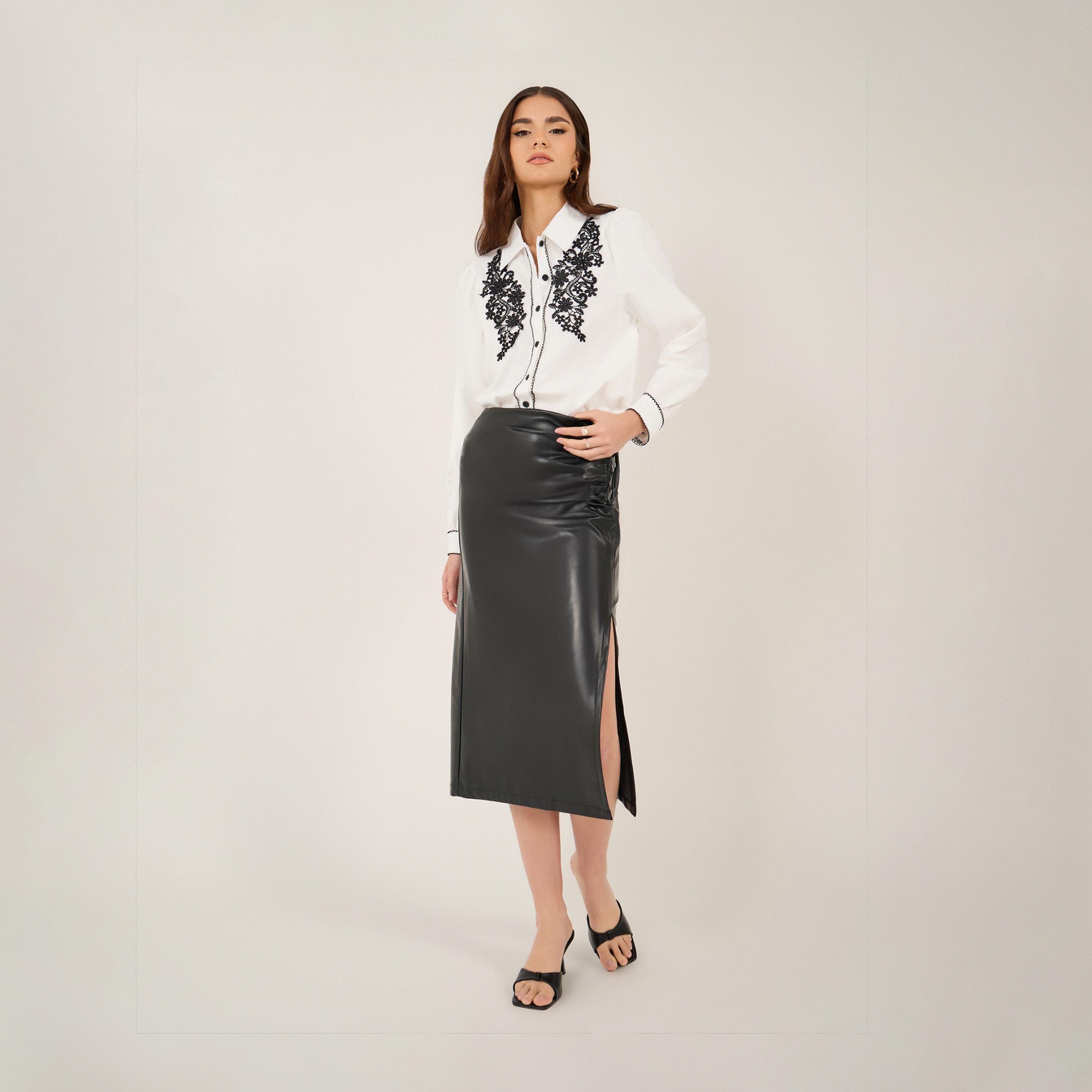 Take Two Regular Fit Lace Insert Collared Shirt-women-clothing-shirtsandblouses-shirts-image-3