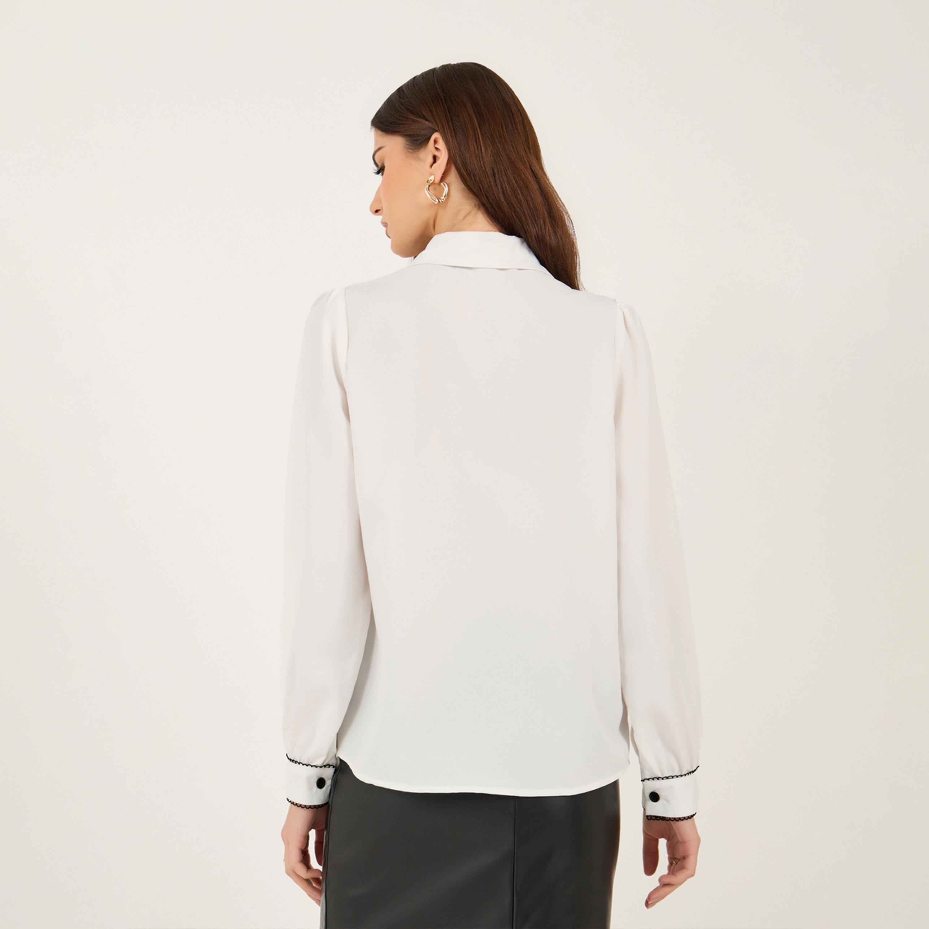 Take Two Regular Fit Lace Insert Collared Shirt-women-clothing-shirtsandblouses-shirts-image-5