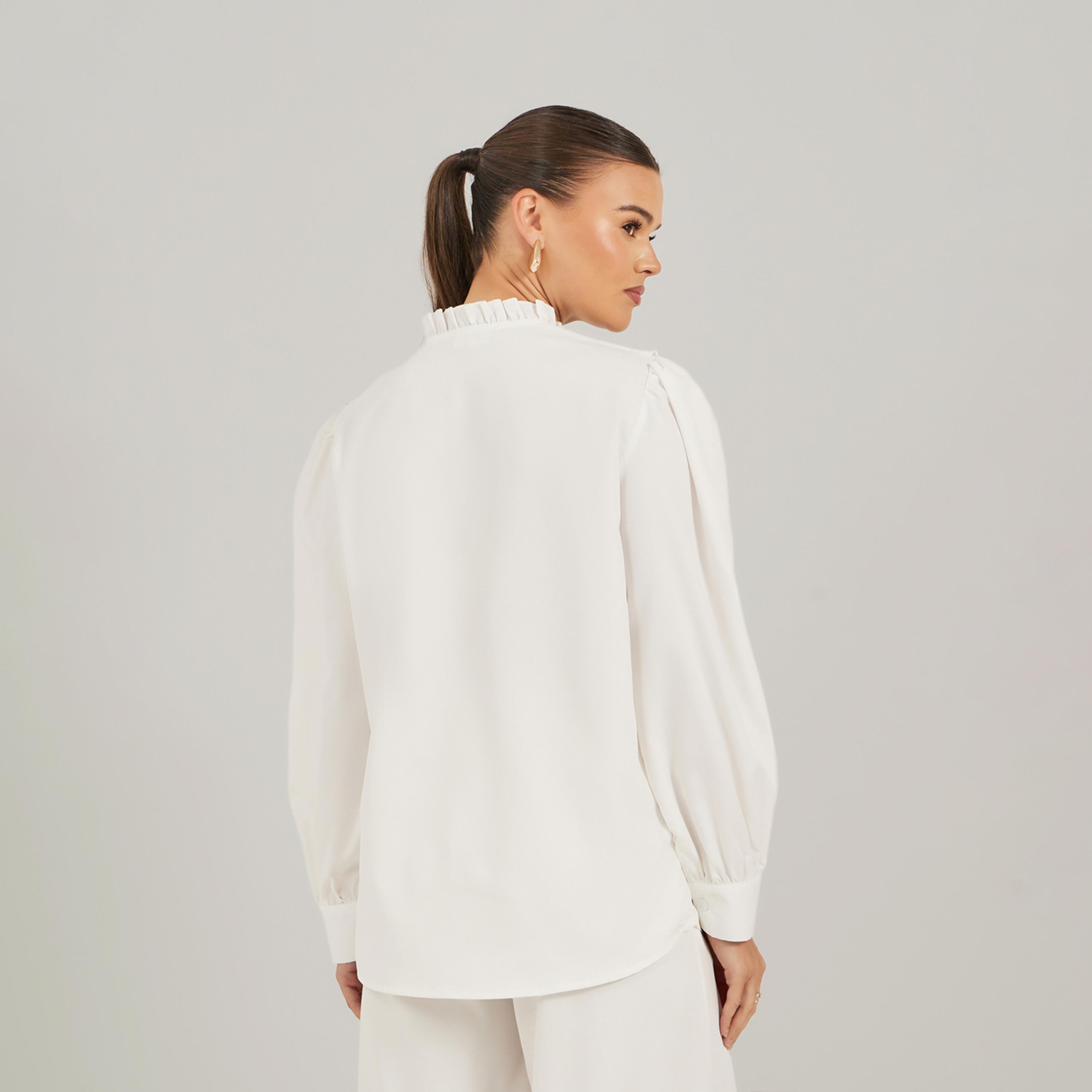 بلوزة بتفاصيل كشكش وأكمام بالون-women-clothing-shirtsandblouses-shirts-image-5