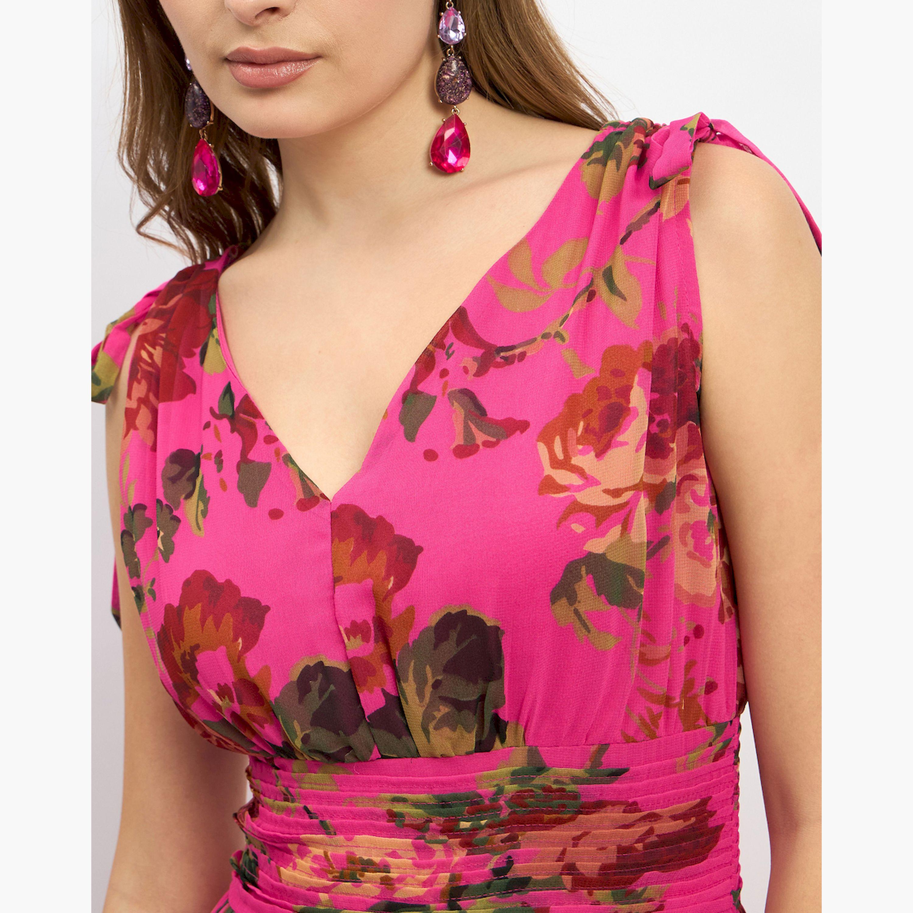 ستايلي - فستان ماكسي بدون أكمام بطبعة زهور-women-clothing-dresses-image-4