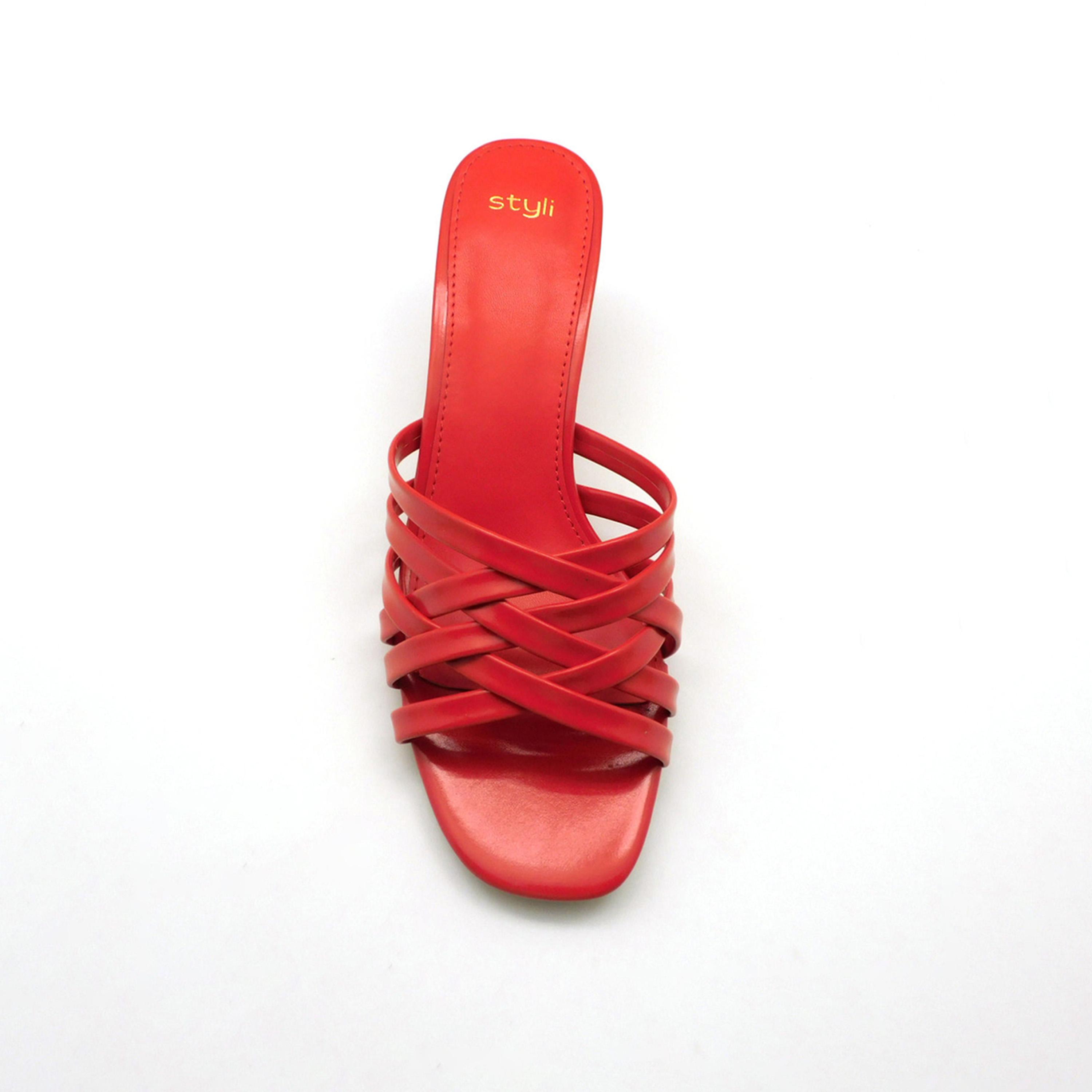 Styli Criss Cross Open Toe Stiletto Heel Sandals-women-shoes-heels-image-2