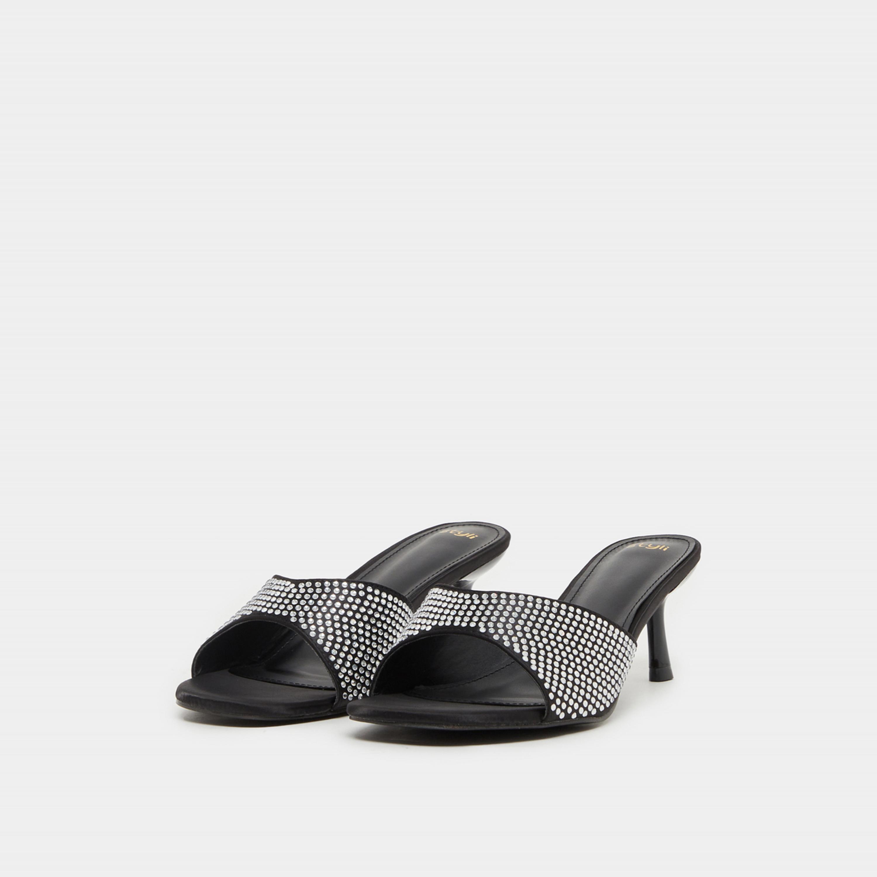 Styli Embellished Open Toe Kitten Heel Sandals-women-shoes-sandals-heeled-image-2