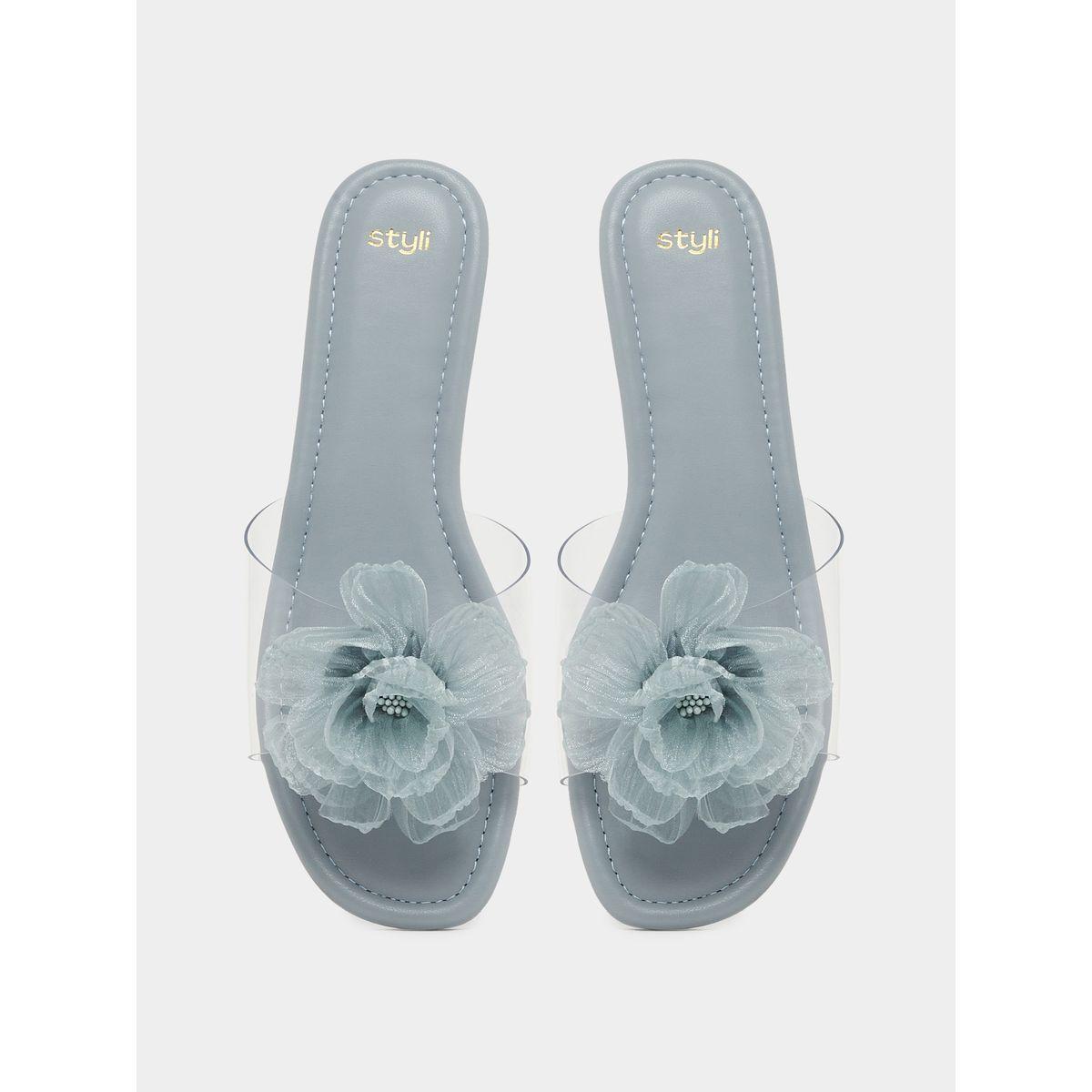 Styli Flower Detail Open Toe Flat Sandals-women-shoes-sandals-flats-image-5
