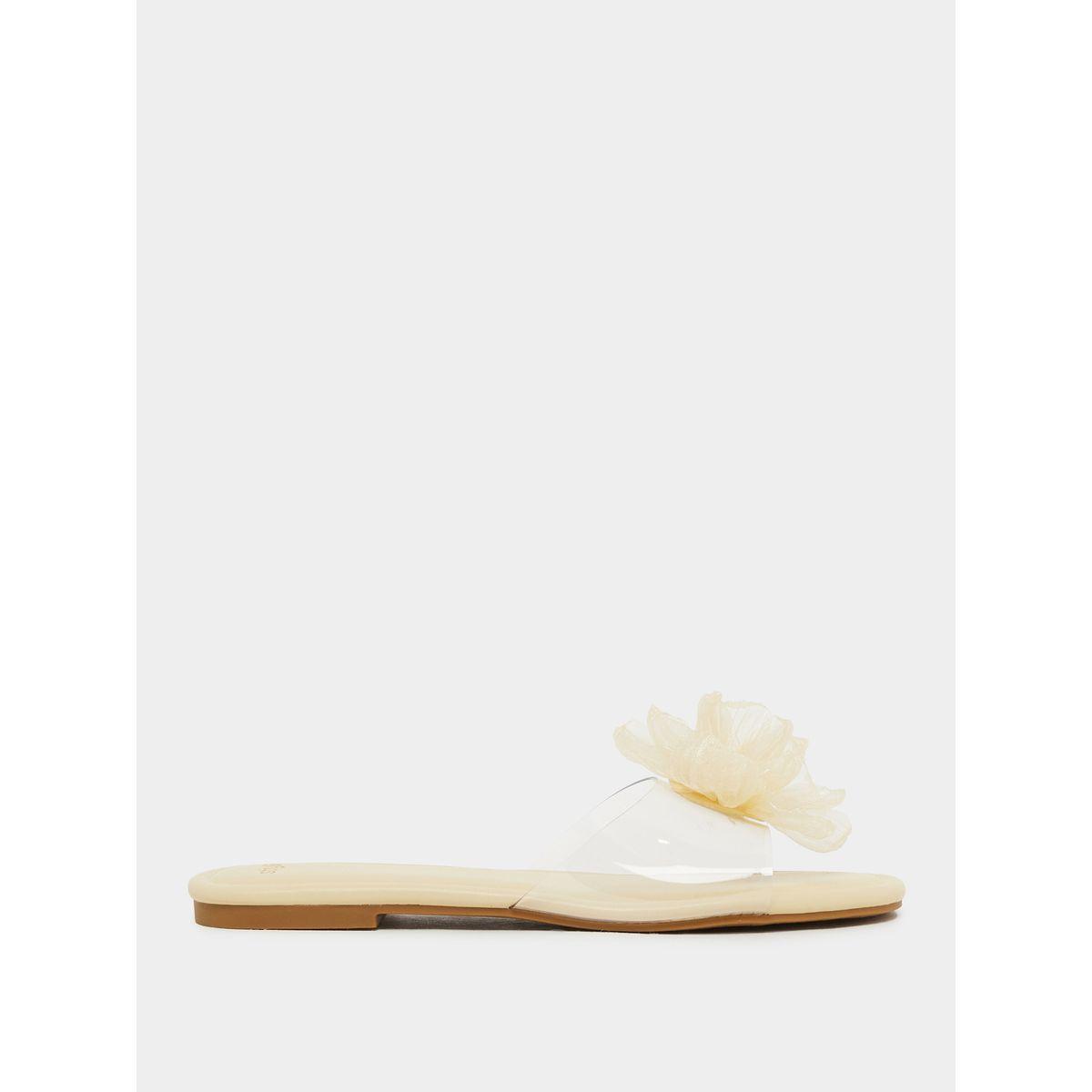 Styli Flower Detail Open Toe Flat Sandals-women-shoes-sandals-flats-image-1