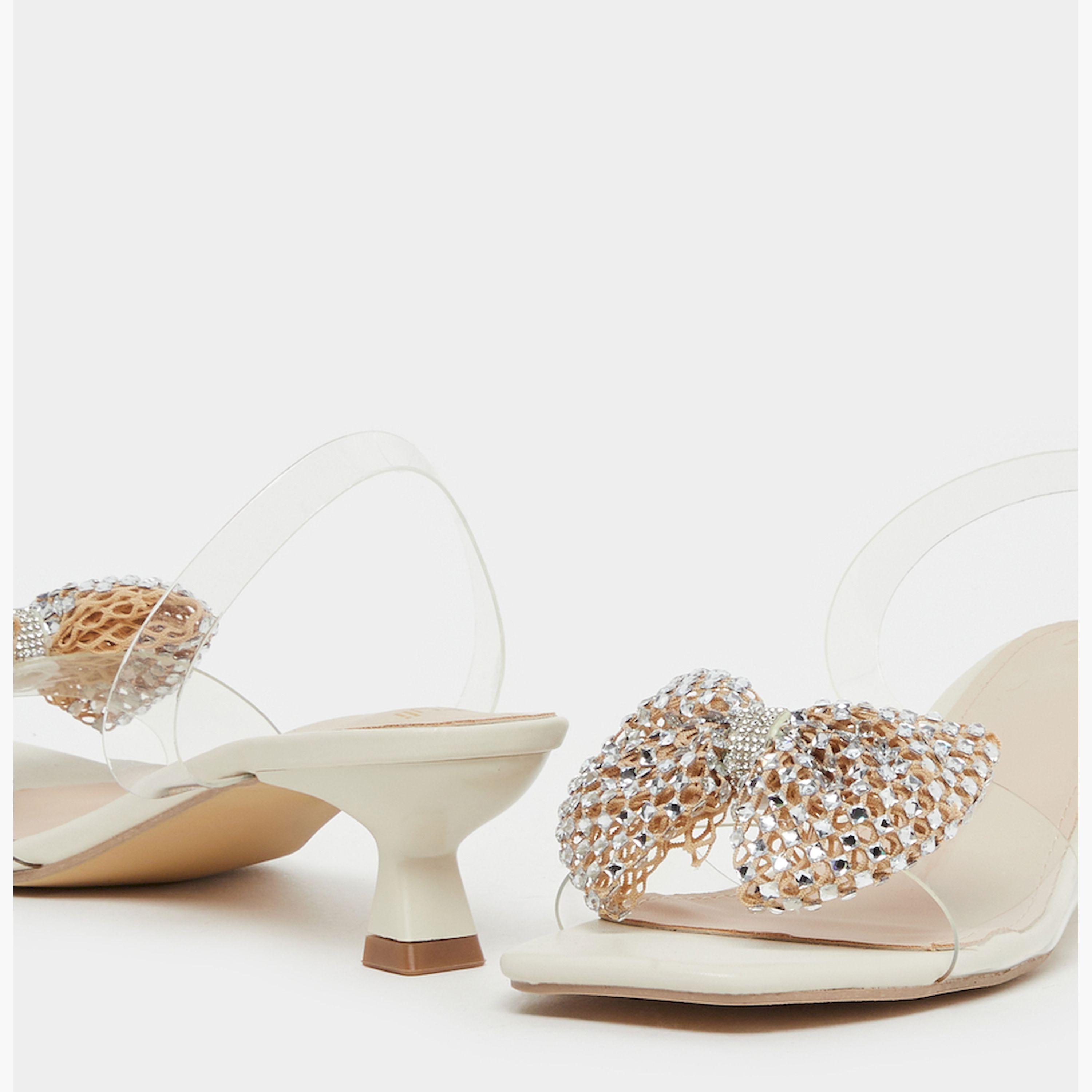 ستايلي - صندل كعب صغير بحزام شفاف مزين بفيونكة-women-shoes-sandals-heeled-image-3