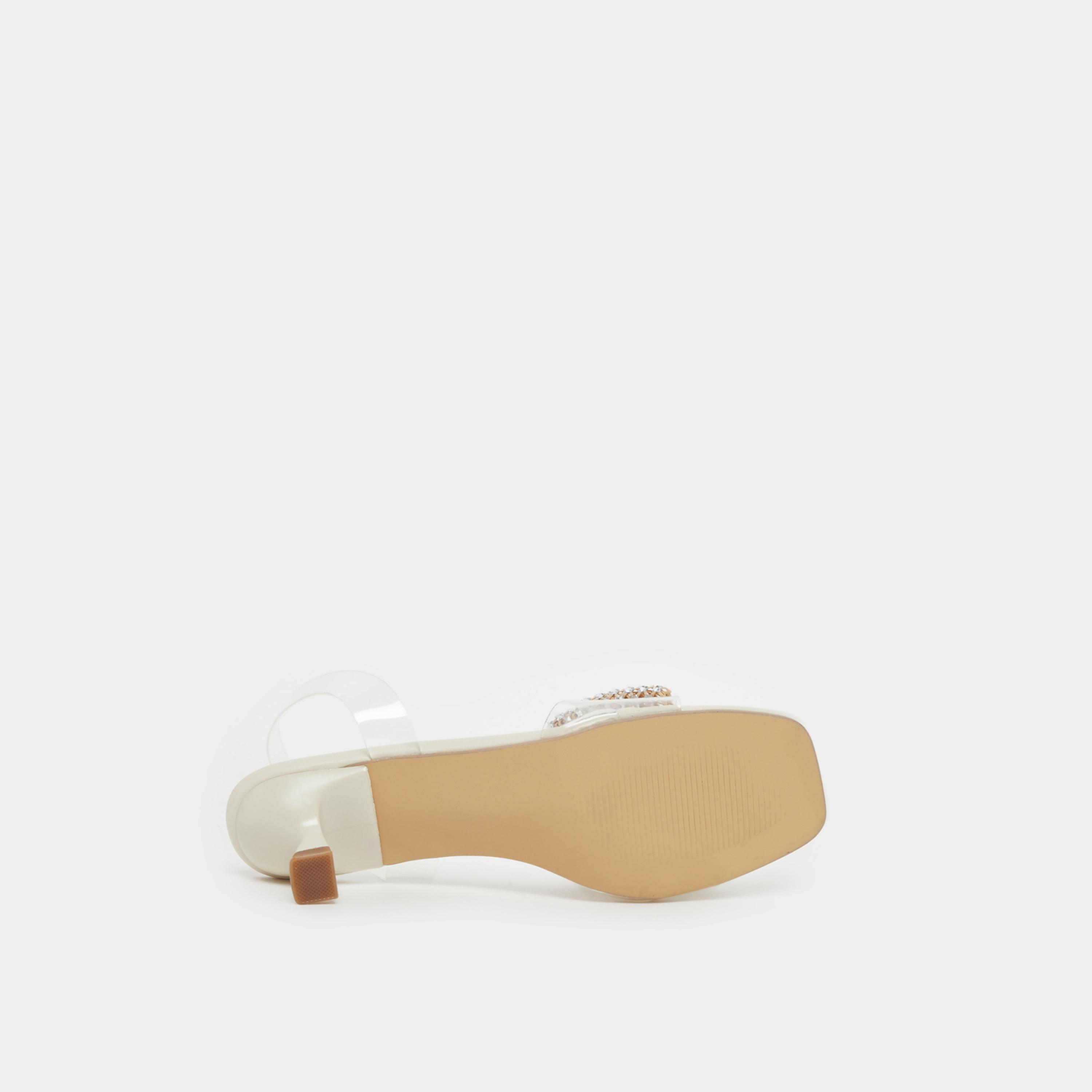 Styli Embellished Bow Detail Transparent Strap Kitten Heel Sandals-women-shoes-sandals-heeled-image-6