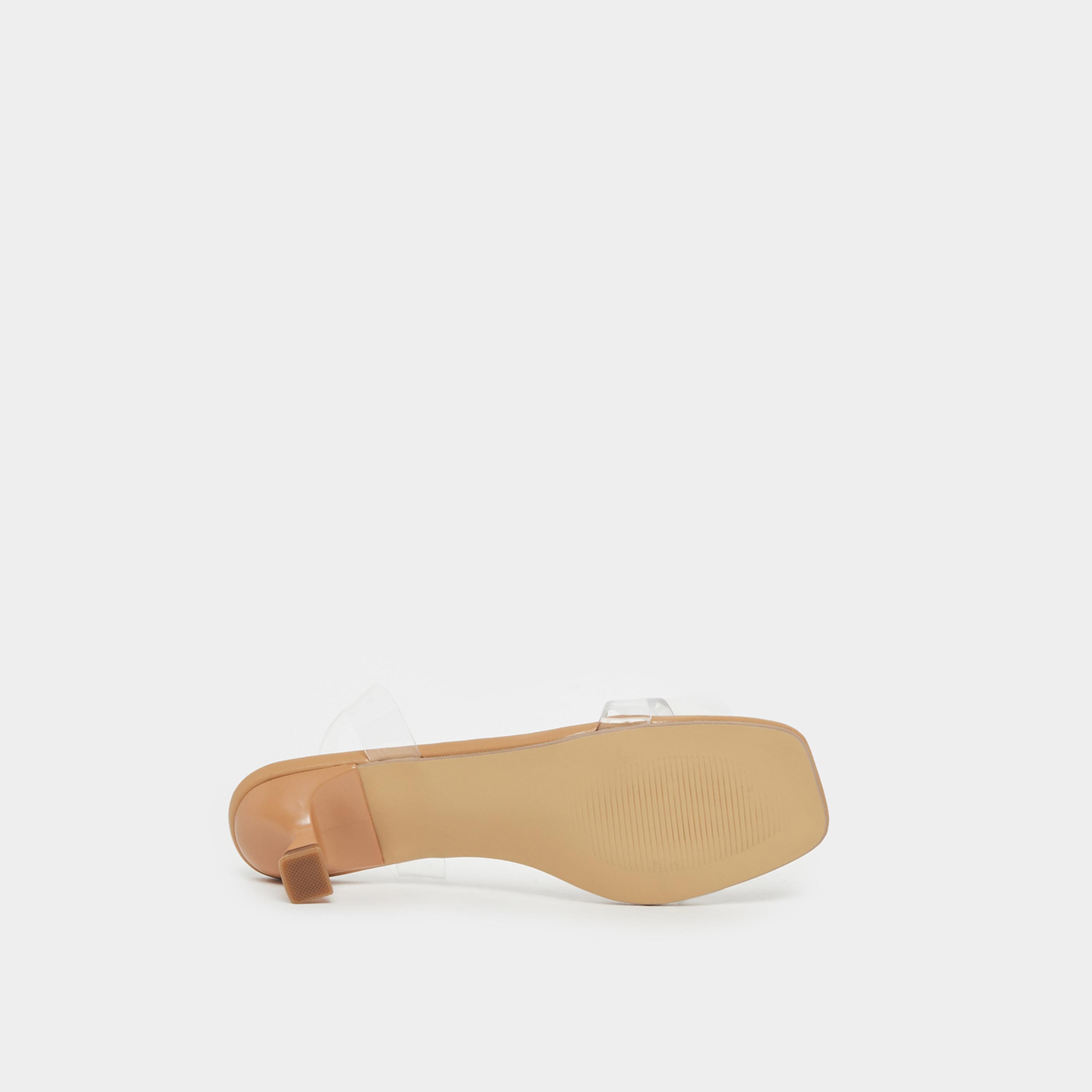 ستايلي - صندل بكعب صغير وحزام شفاف مزين بزهرة بلمعة معدنية-women-shoes-sandals-heeled-image-6