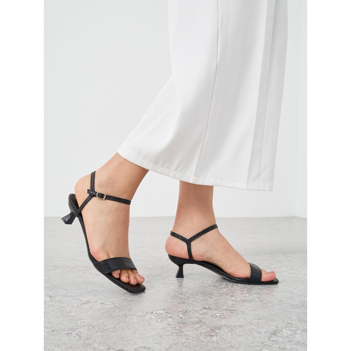Styli Animal Textured Ankle Strap Kitten Heel Sandals-women-shoes-heels-image-1