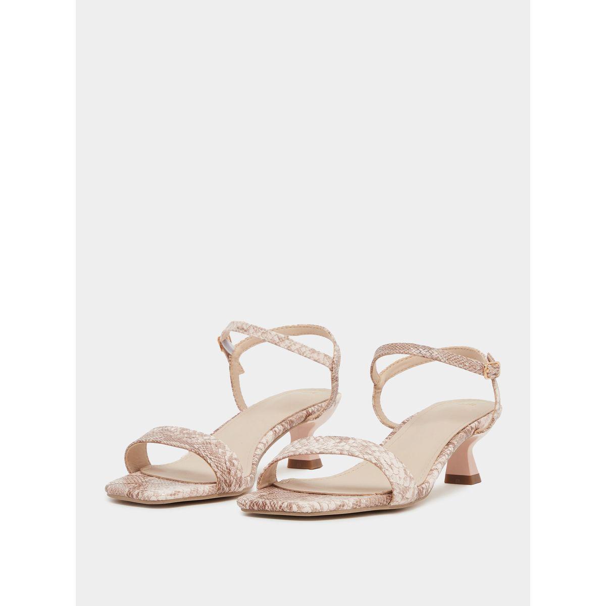 Styli Animal Textured Ankle Strap Kitten Heel Sandals-women-shoes-sandals-heeled-image-3