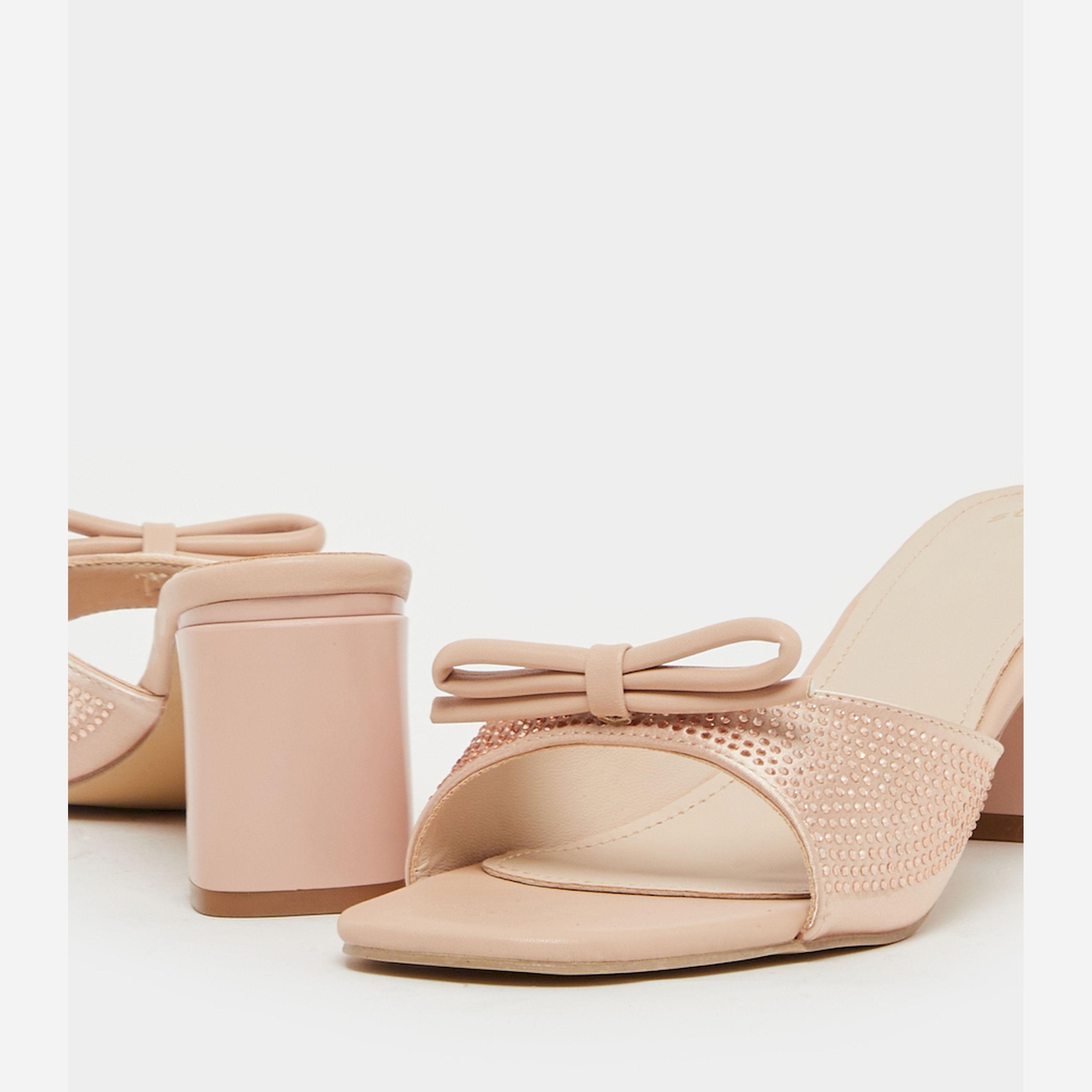 Styli Embellished Bow Block Heel Sandals-women-shoes-heels-image-3