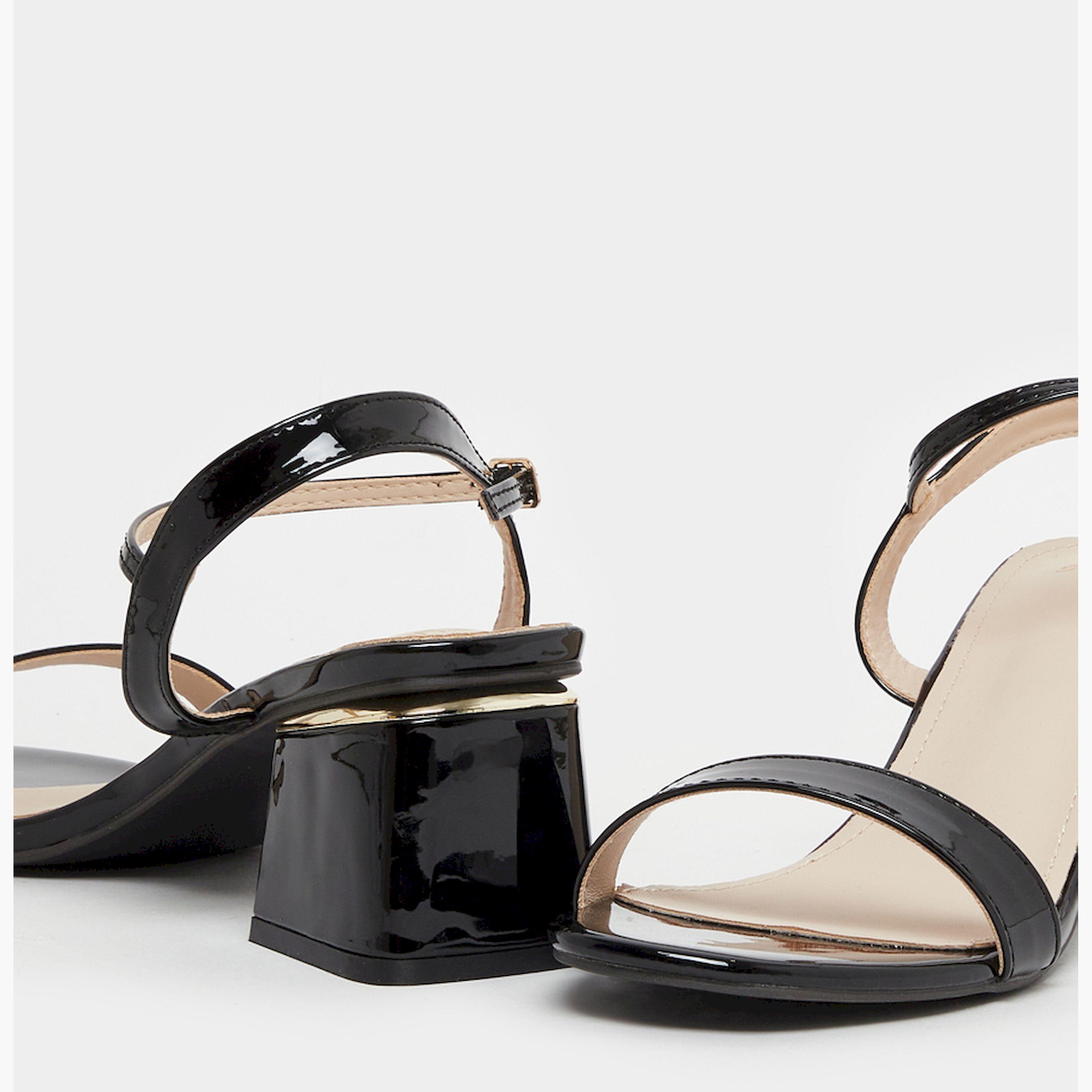 Styli Plain Ankle Strap Block Heel Sandals-women-shoes-sandals-heeled-image-3