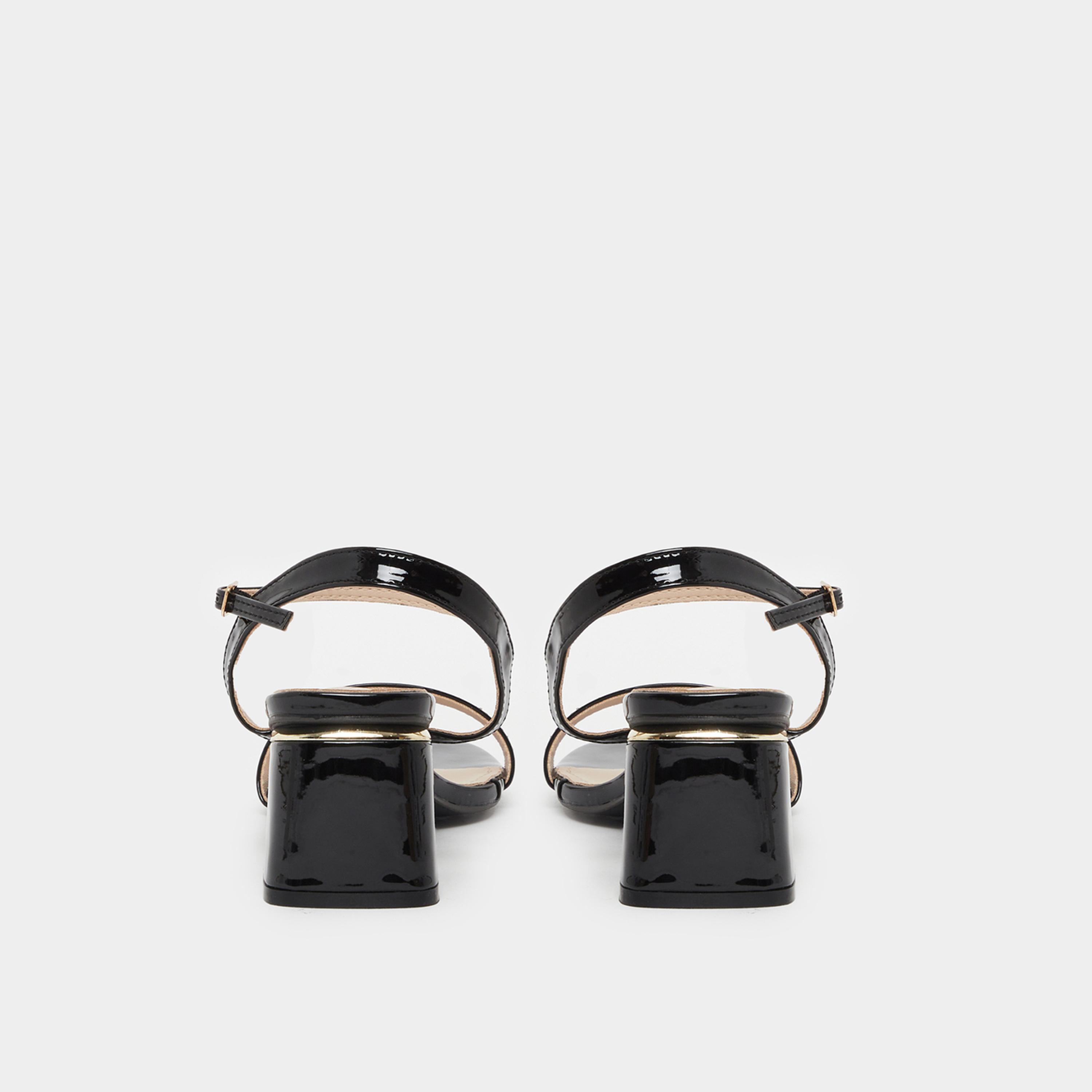 ستايلي - صندل بكعب عريض وحزام كاحل سادة-women-shoes-sandals-heeled-image-3