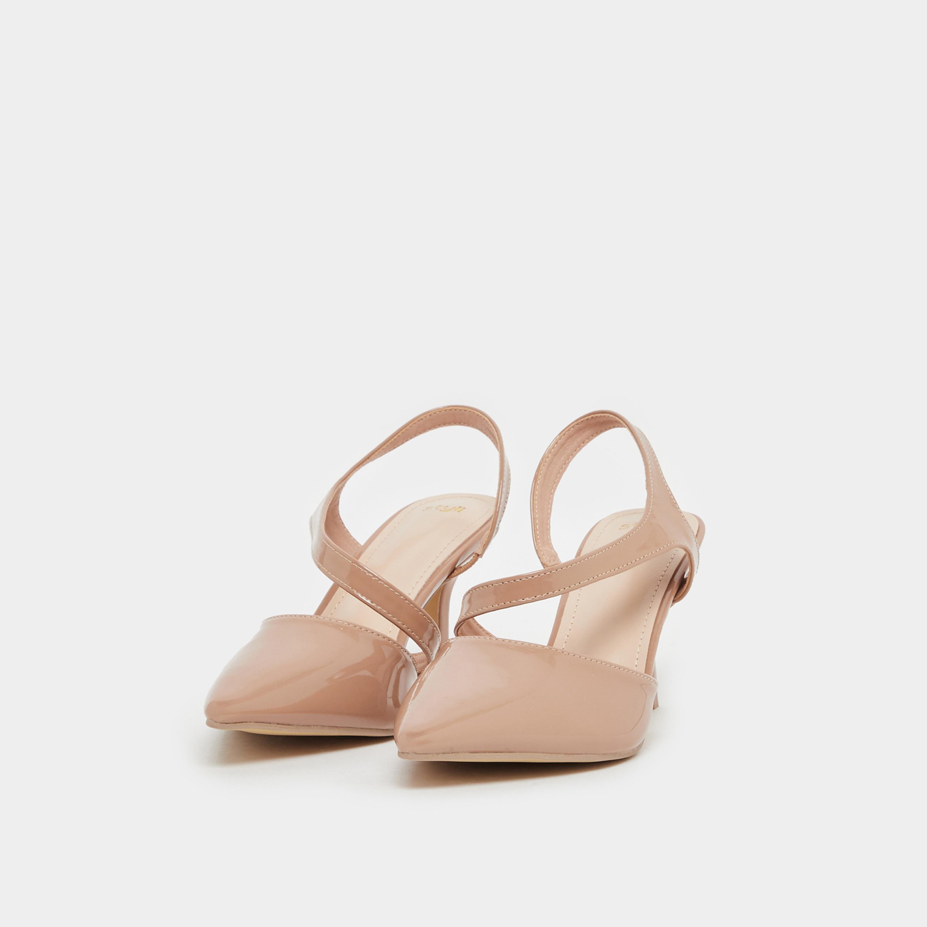 Styli Plain Pointed Toe Stiletto Heel Slingback Shoes-women-shoes-heels-image-2