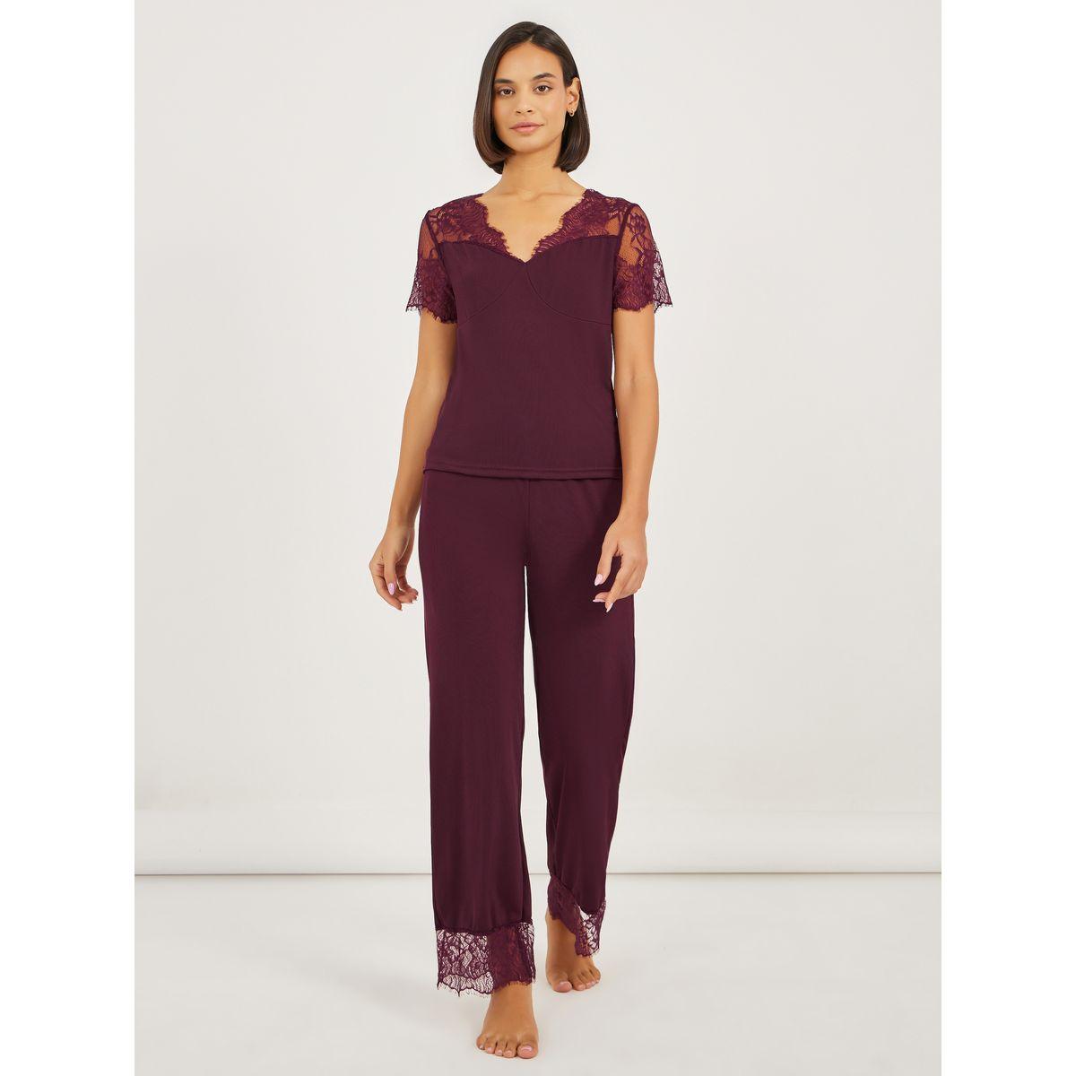 Styli Wide Lace Edge Detail Top and Pyjama Set-women-clothing-nightwear-pyjamas-longsets-image-1