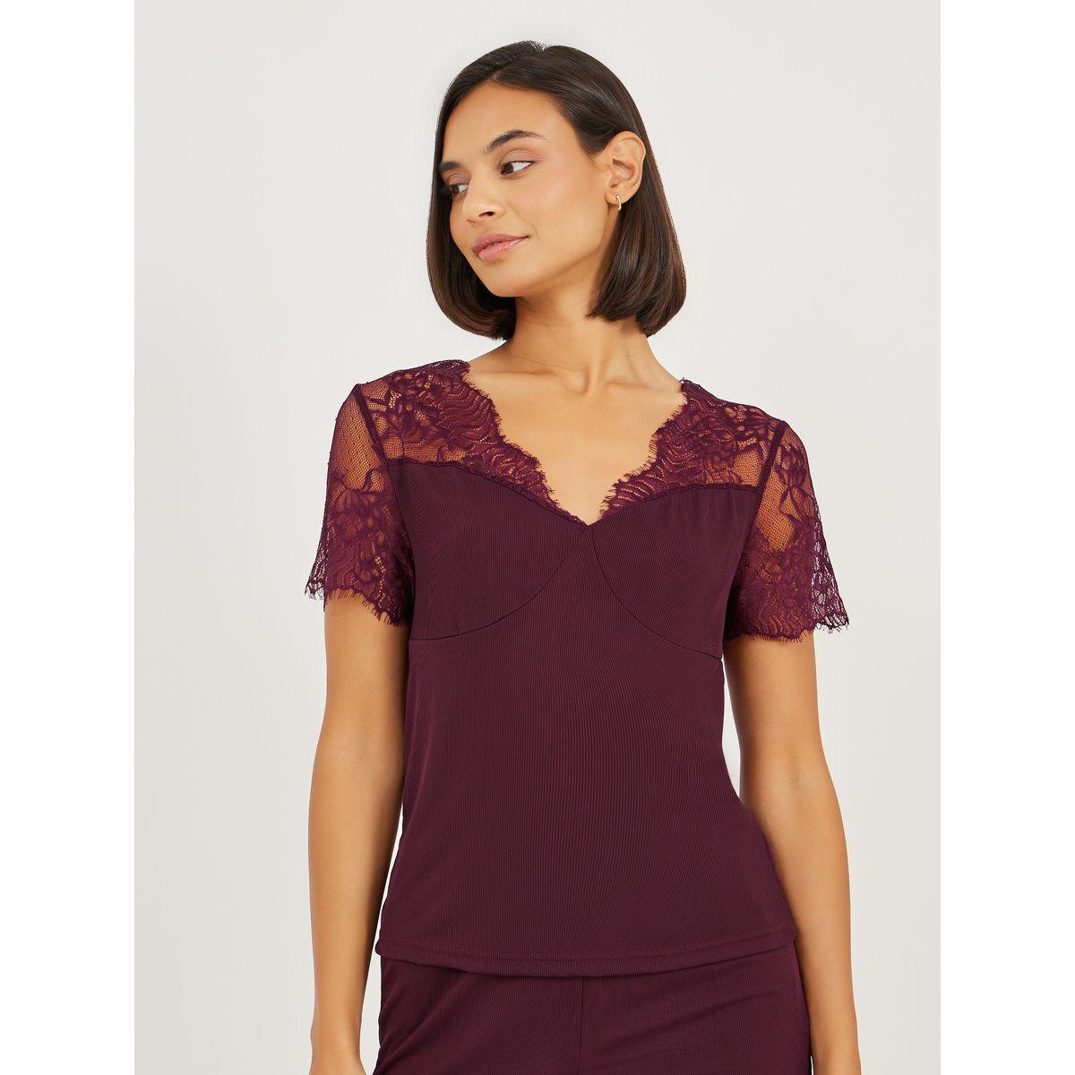 Styli Wide Lace Edge Detail Top and Pyjama Set-women-clothing-nightwear-pyjamas-longsets-image-2