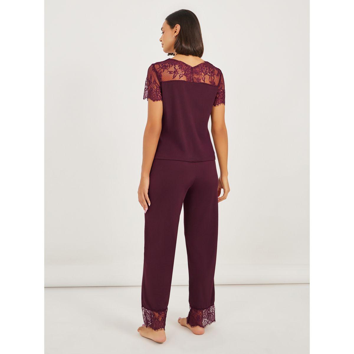 Styli Wide Lace Edge Detail Top and Pyjama Set-women-clothing-nightwear-pyjamas-longsets-image-5