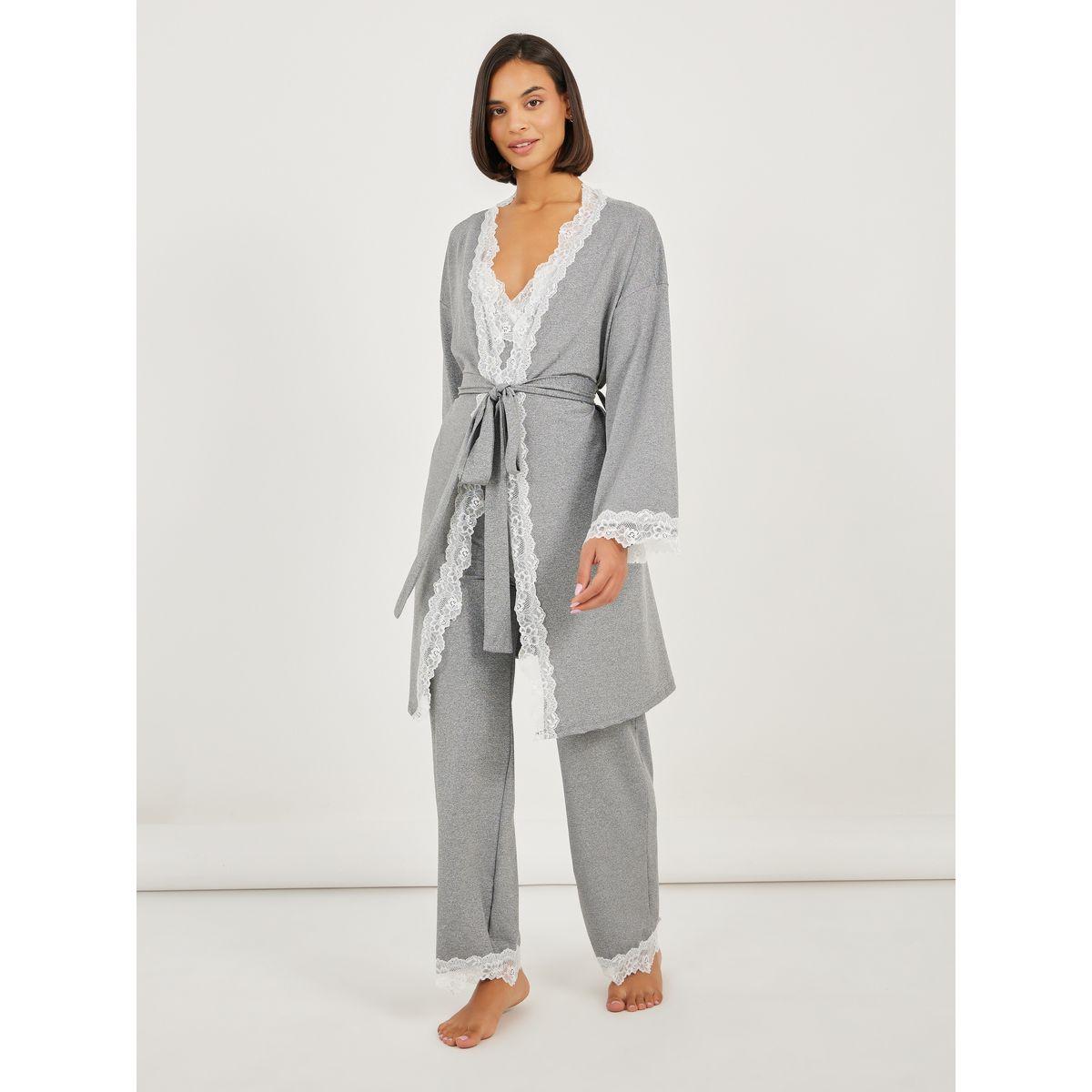 Styli Pack of 3 - Lace Trim Cami- Pyjama and Robe-women-clothing-nightwear-pyjamas-longsets-image-2
