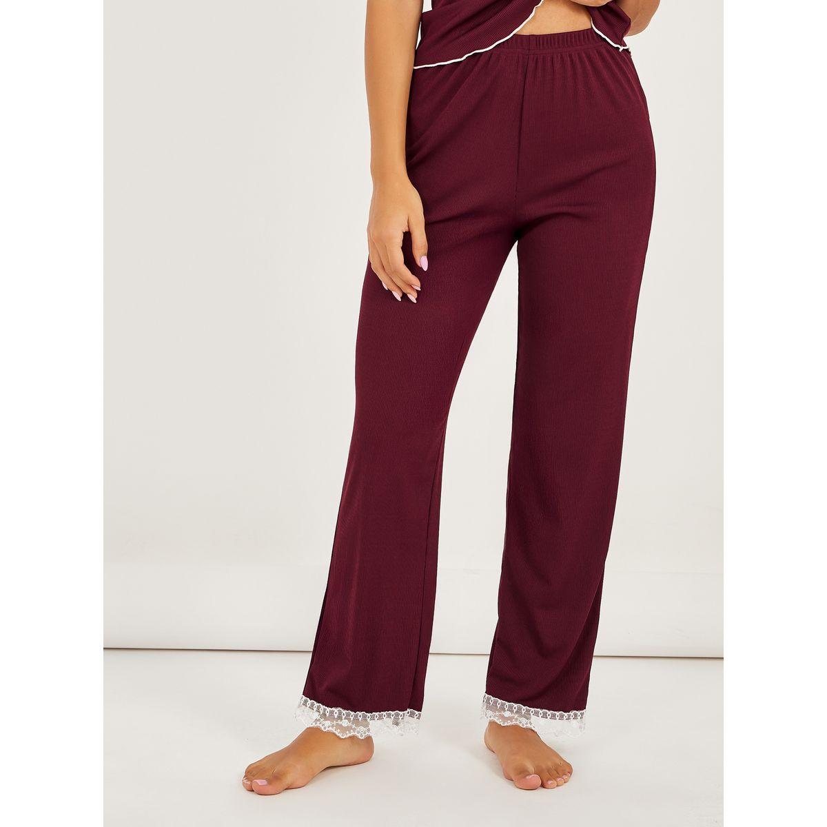 طقم من بنطال بيجاما وبلوزة كامي بأكمام كشكش-women-clothing-nightwear-pyjamas-longsets-image-4