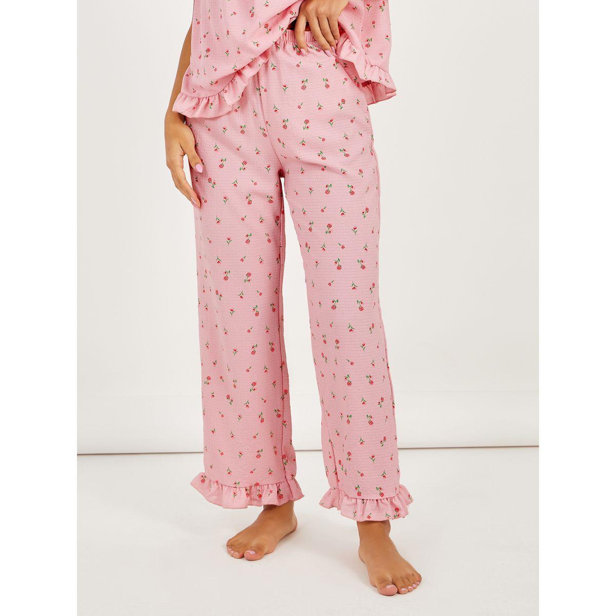 طقم من بنطال بيجاما وبلوزة بأكمام كشكش-women-clothing-nightwear-pyjamas-longsets-image-4