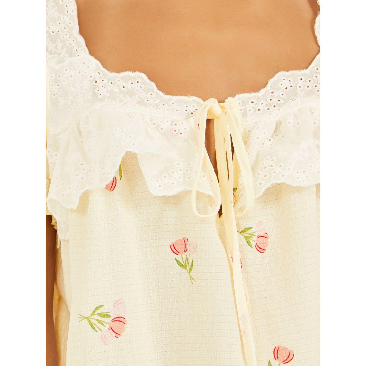 طقم من بنطال بيجاما وبلوزة بأكمام كشكش-women-clothing-nightwear-pyjamas-longsets-image-3