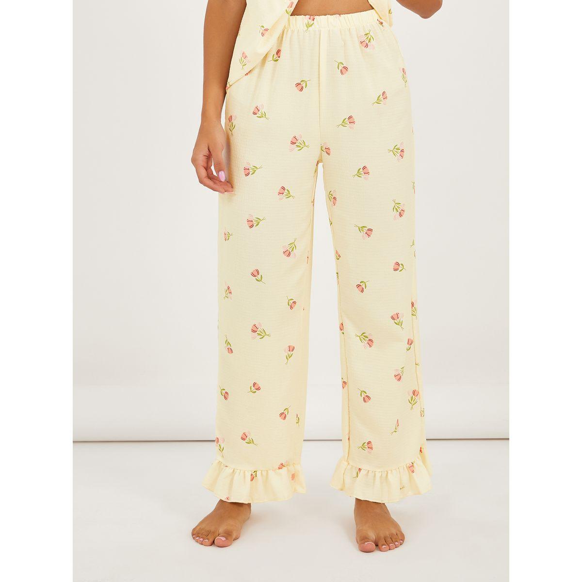 طقم من بنطال بيجاما وبلوزة بأكمام كشكش-women-clothing-nightwear-pyjamas-longsets-image-4