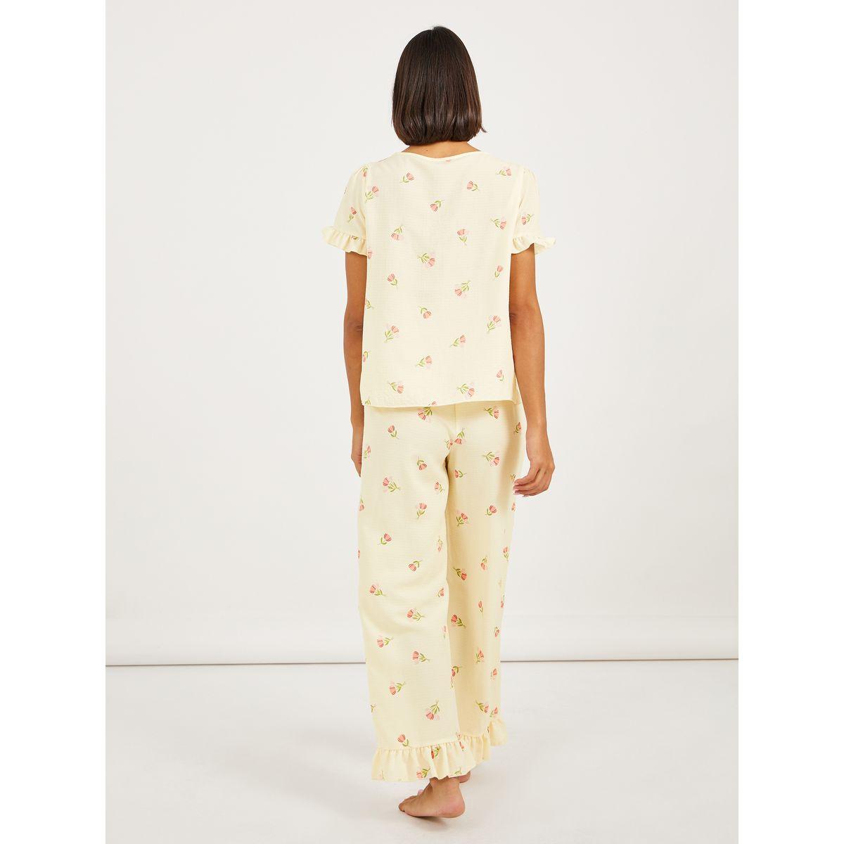 طقم من بنطال بيجاما وبلوزة بأكمام كشكش-women-clothing-nightwear-pyjamas-longsets-image-5
