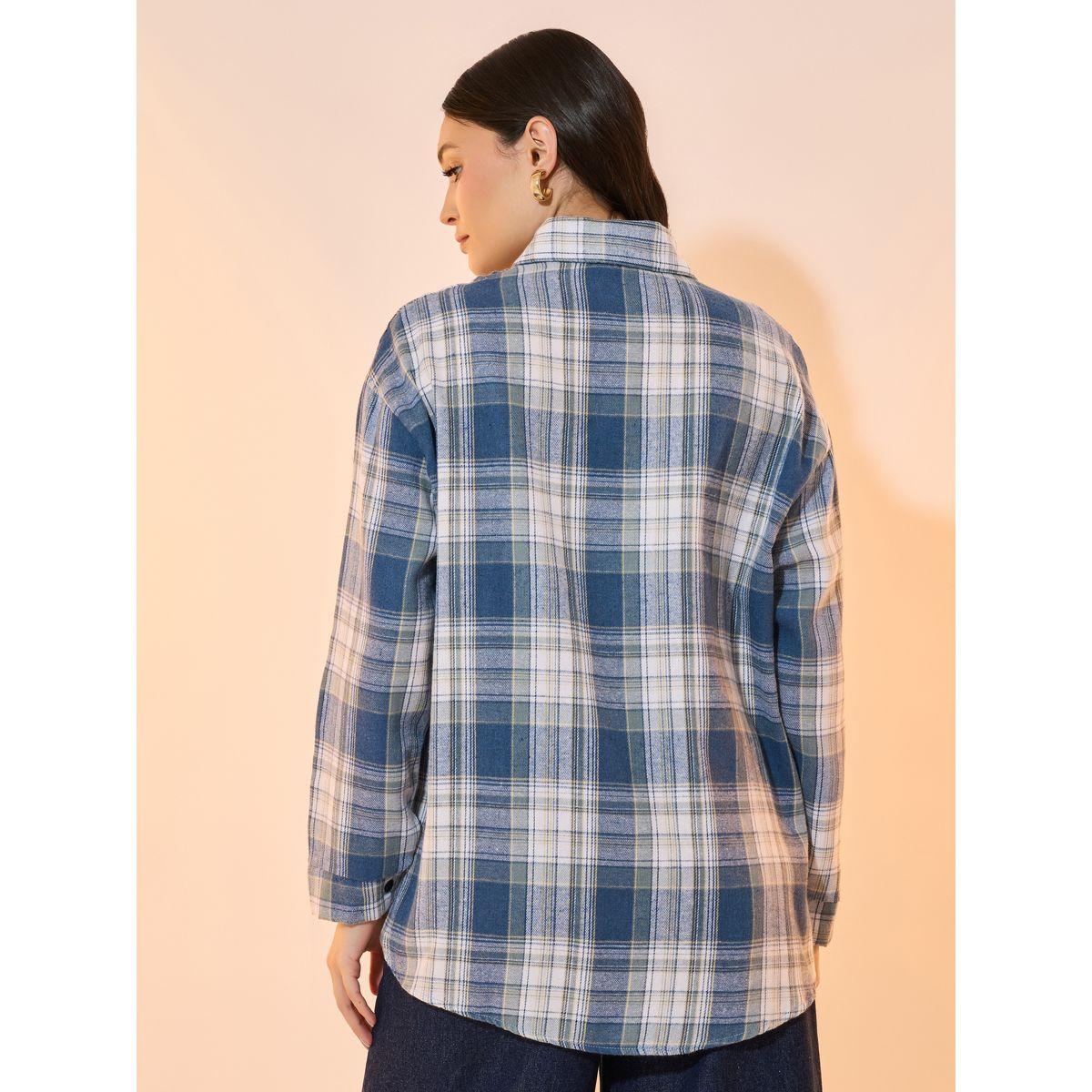 بلوزة فضفاضة بطبعة مربعات وأكمام طويلة-women-clothing-shirtsandblouses-shirts-image-1